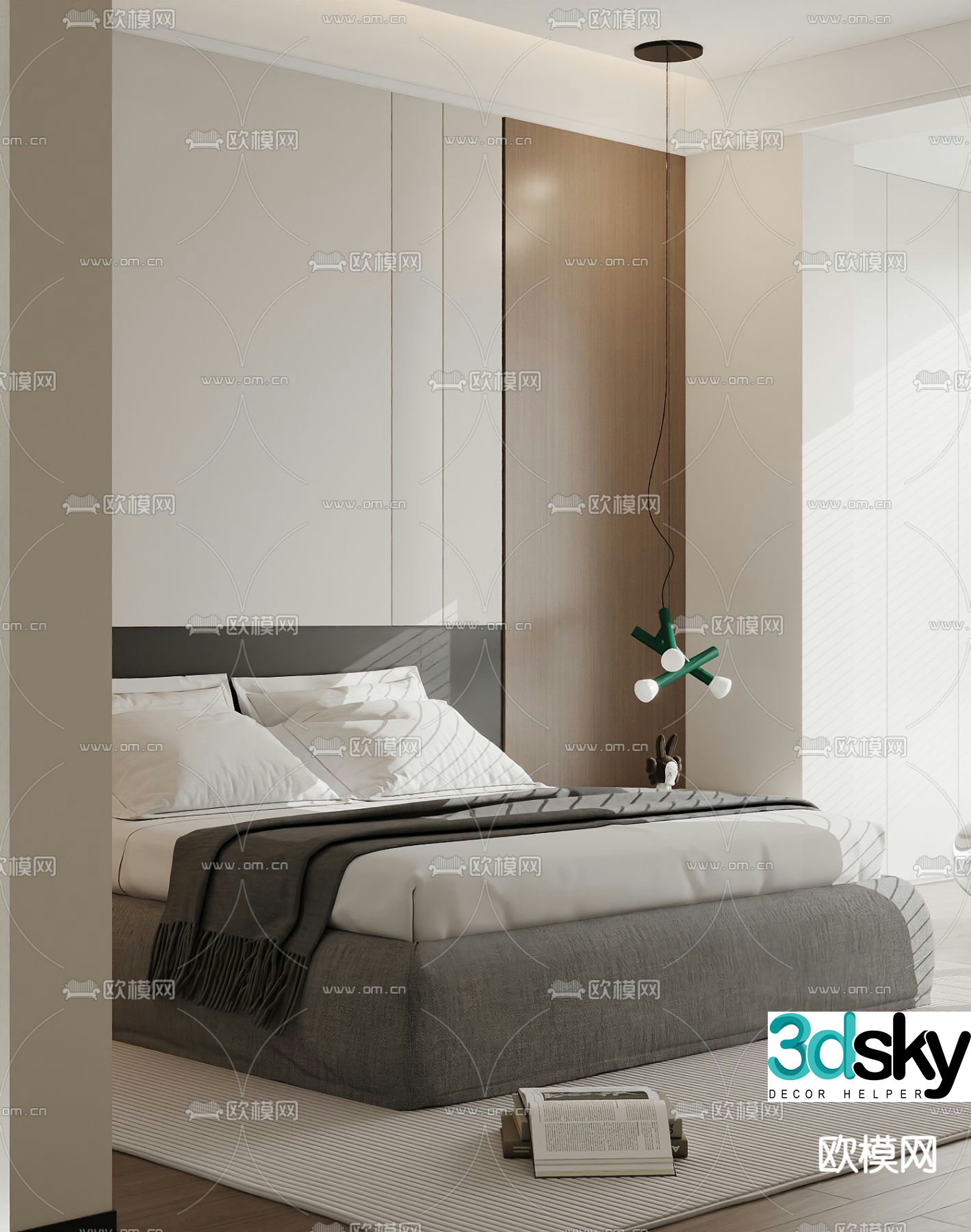 Modern double bed 3d model