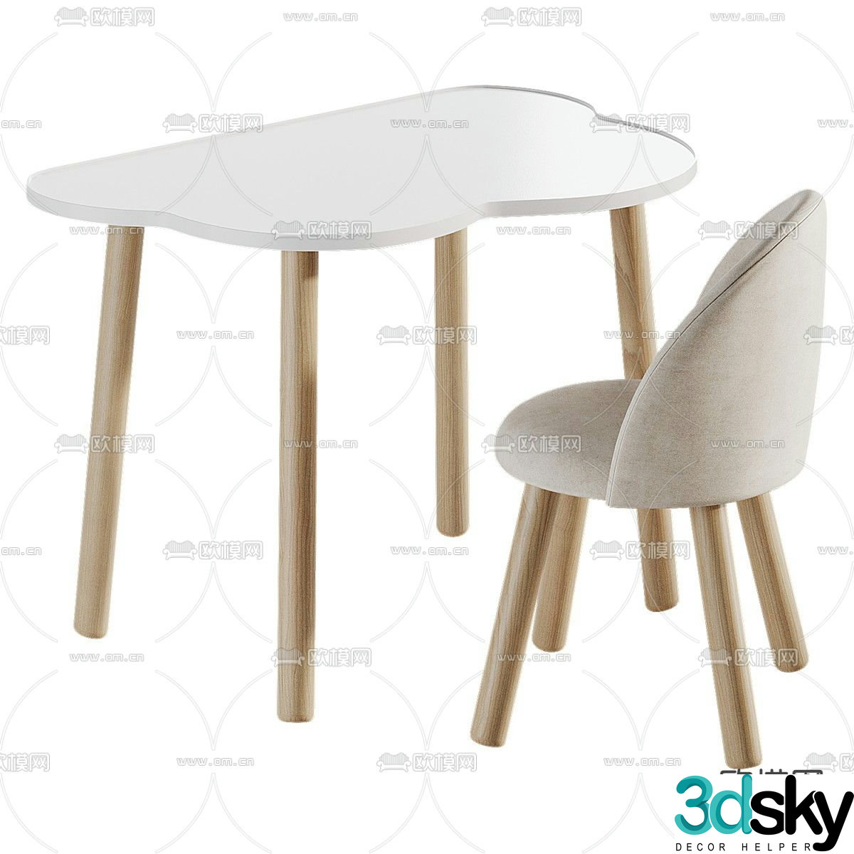 Children’s table and chair 3d model