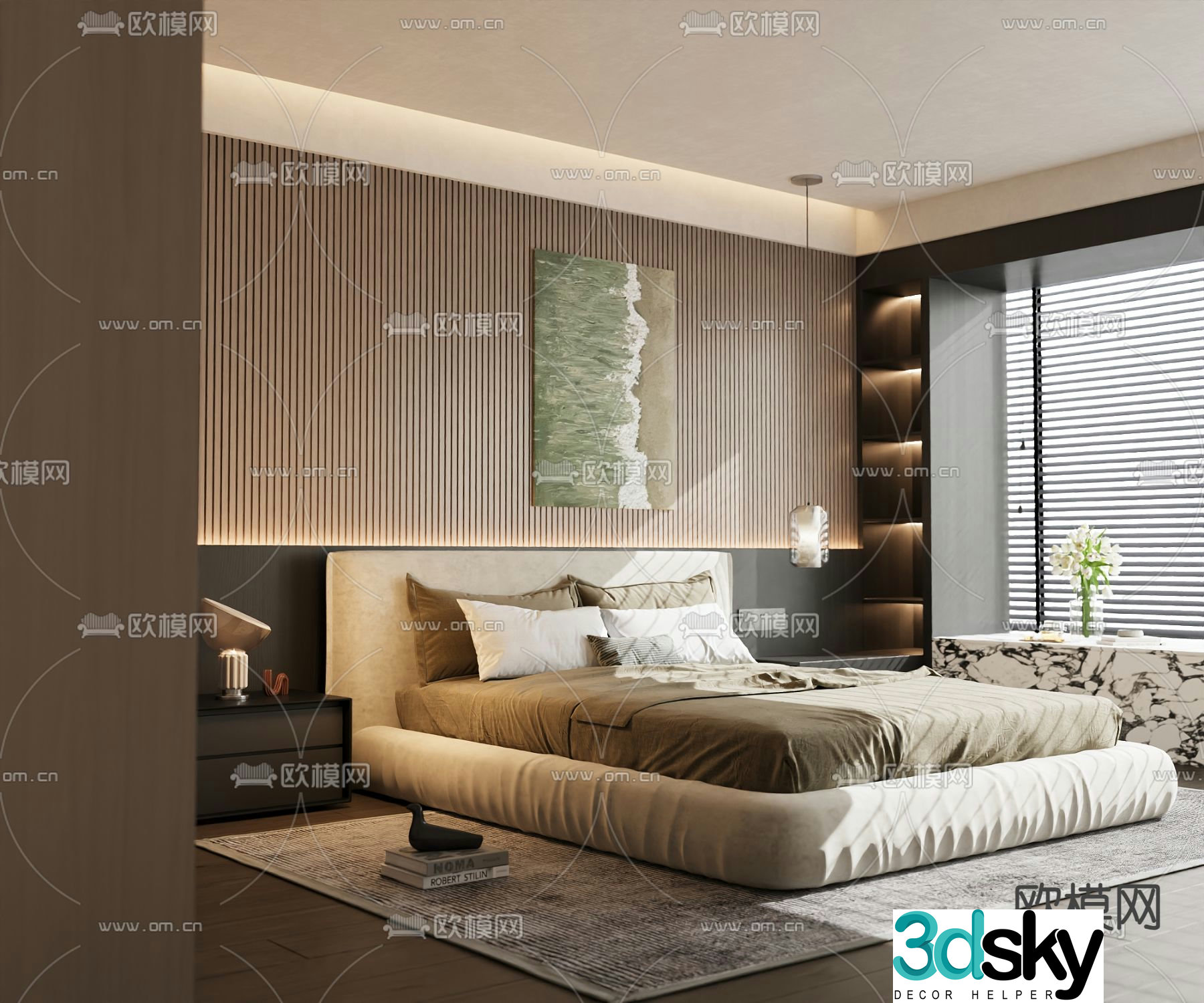 Italian double bed 3d model