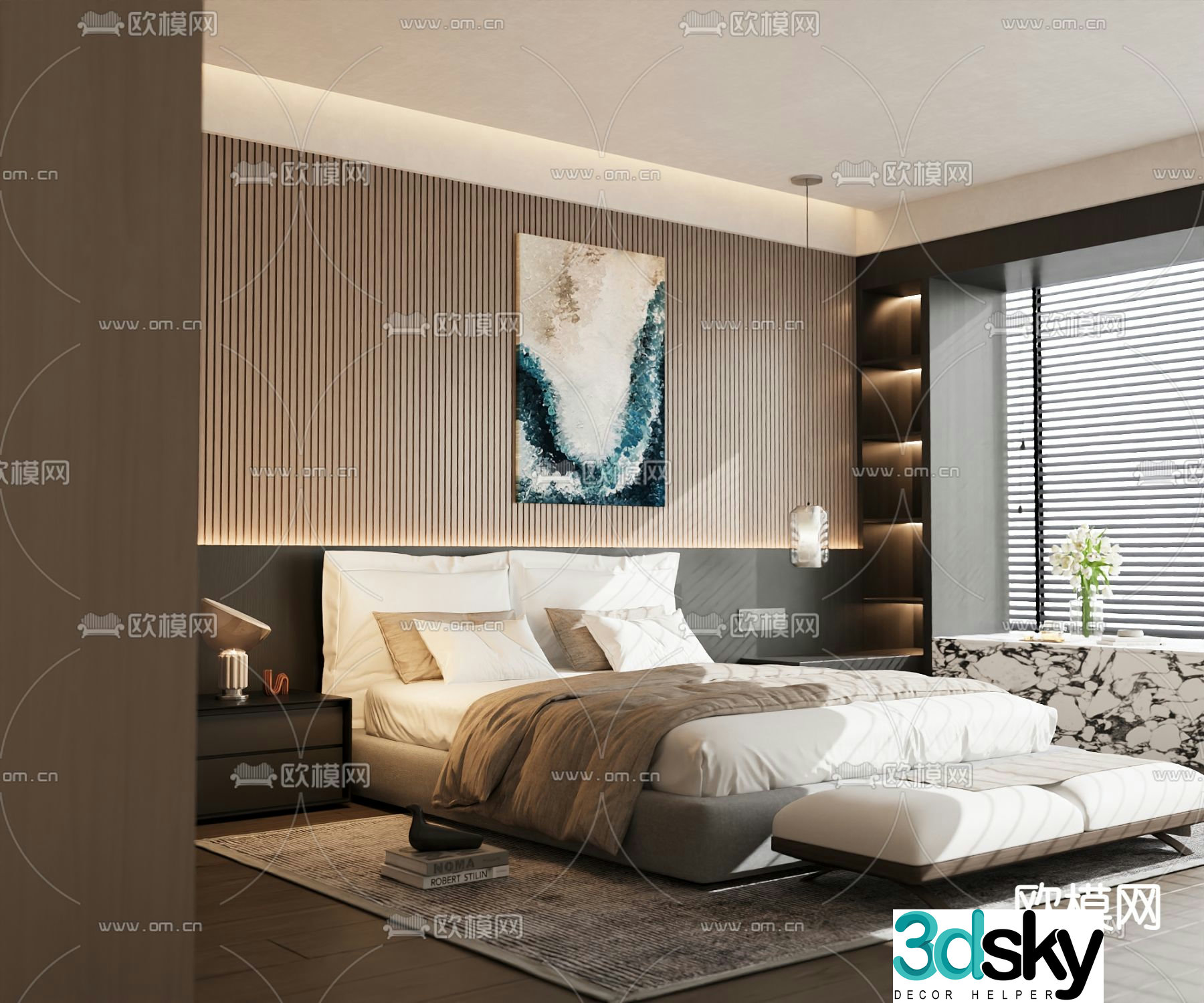 Modern double bed 3d model