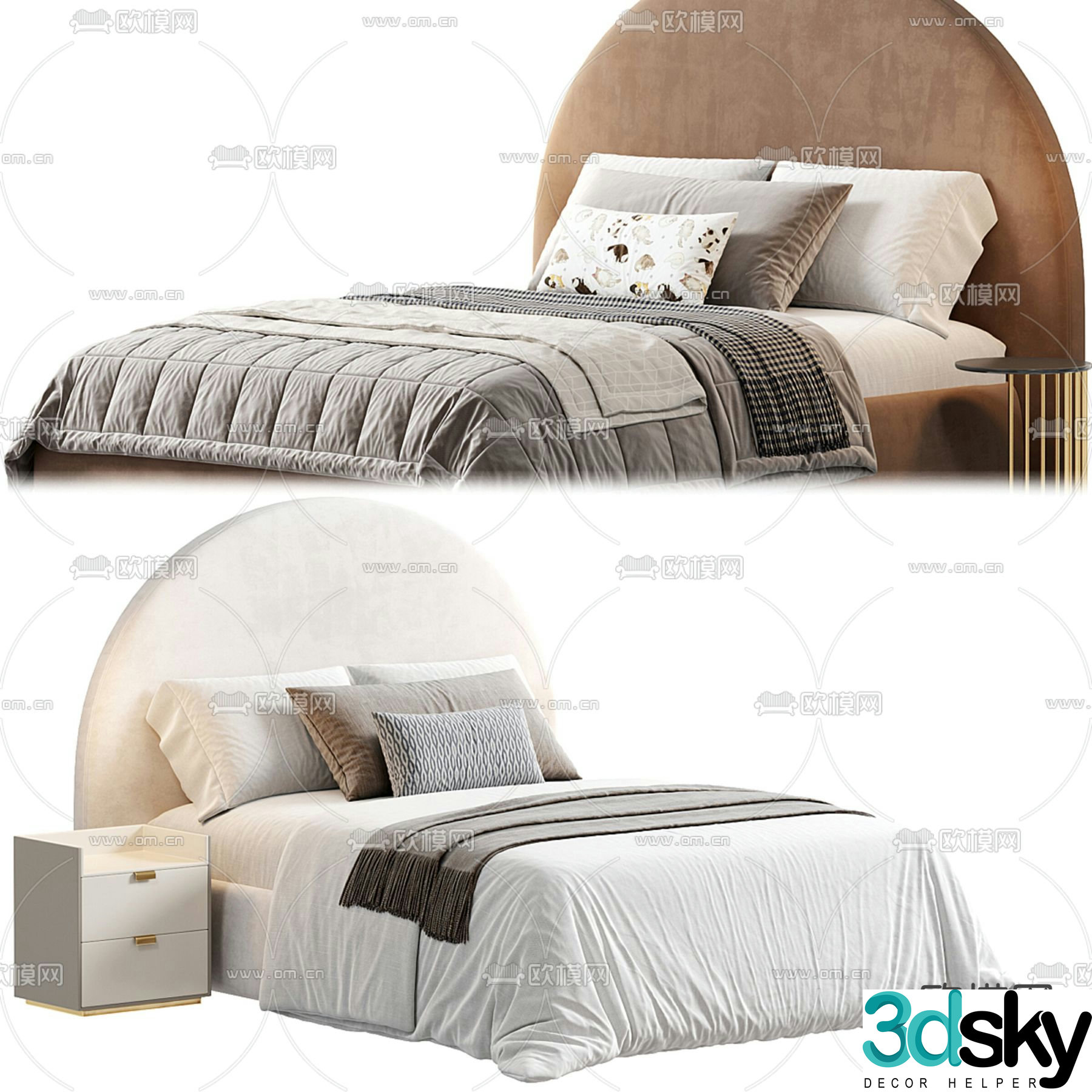 Modern double bed 3d model