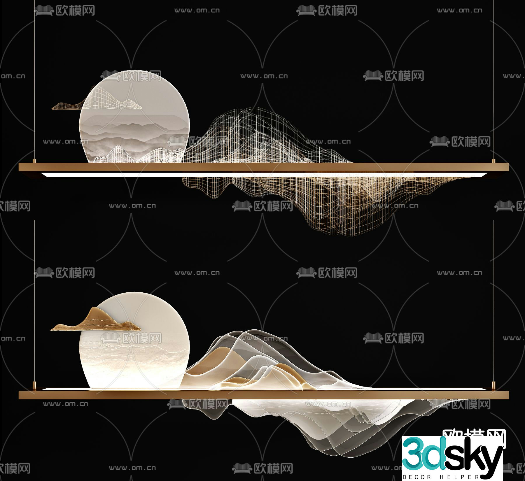 New Chinese style chandelier 3d model