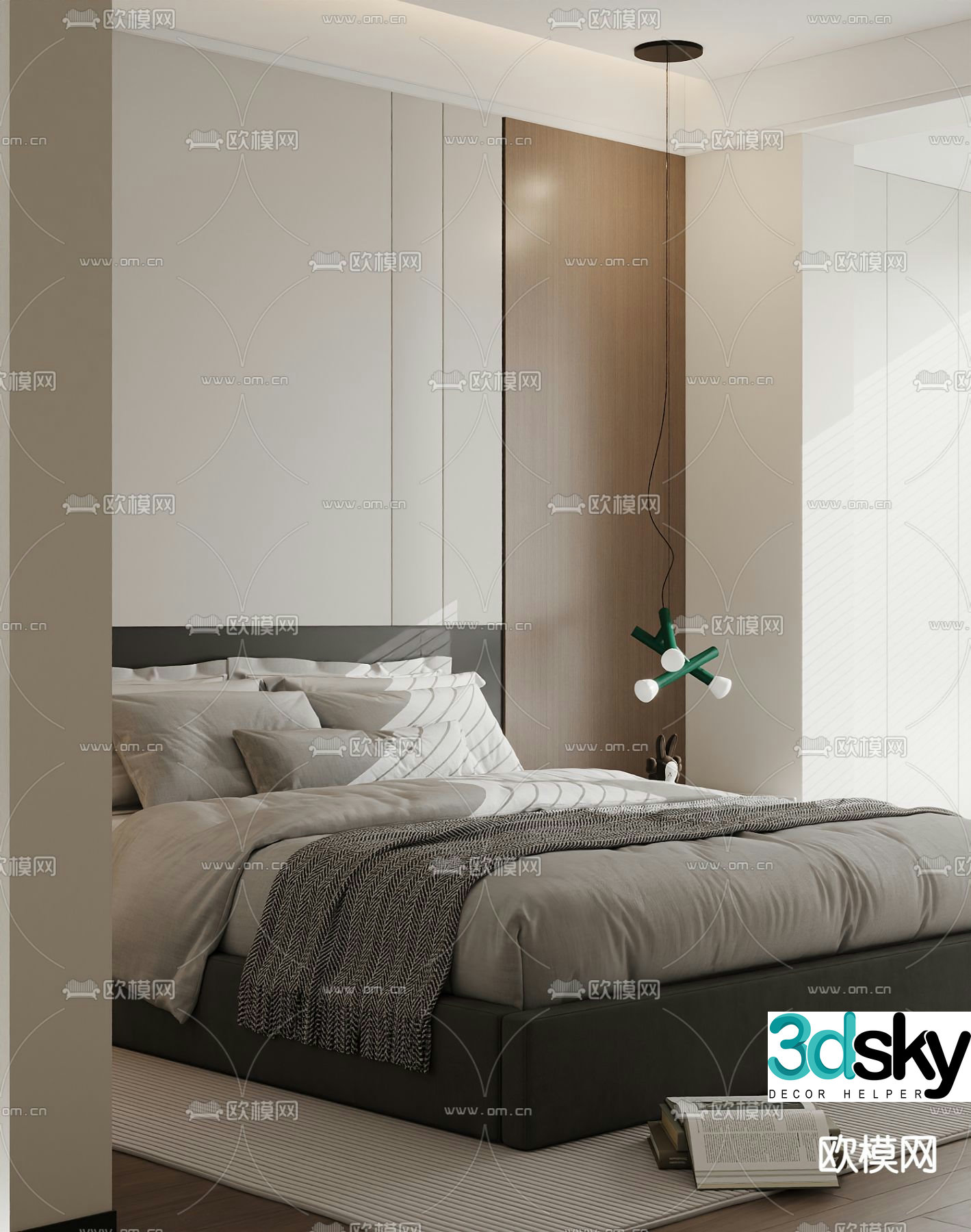Modern double bed 3d model