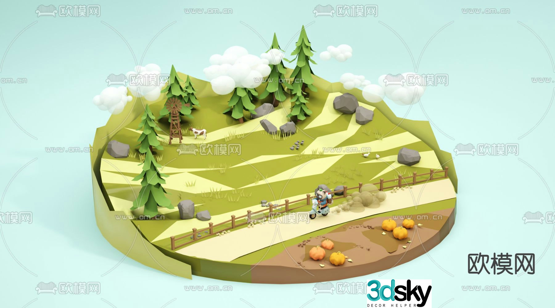 Cartoon scene scene sketch 3d model
