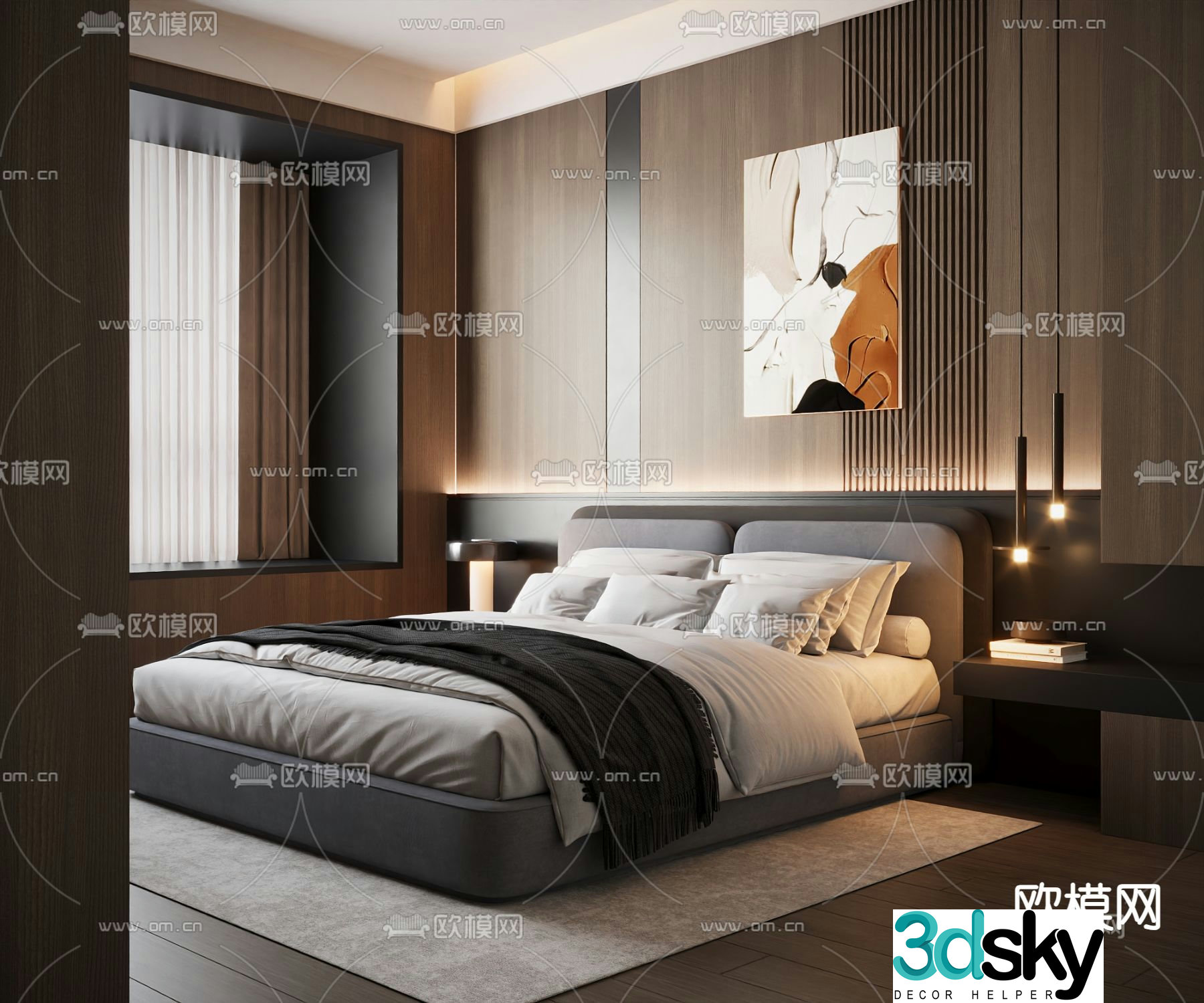 Italian double bed 3d model