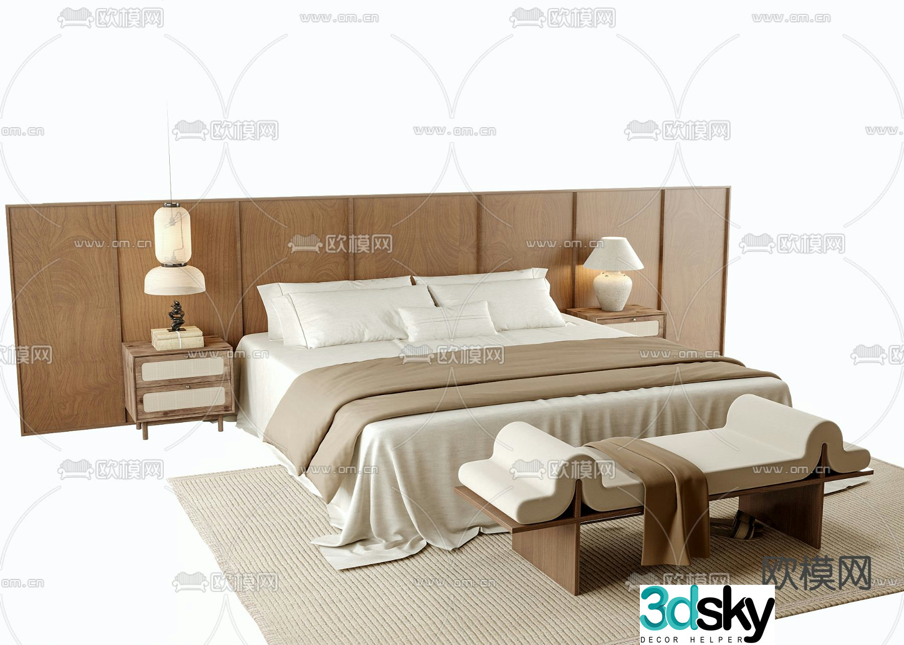 Medieval style double bed 3d model