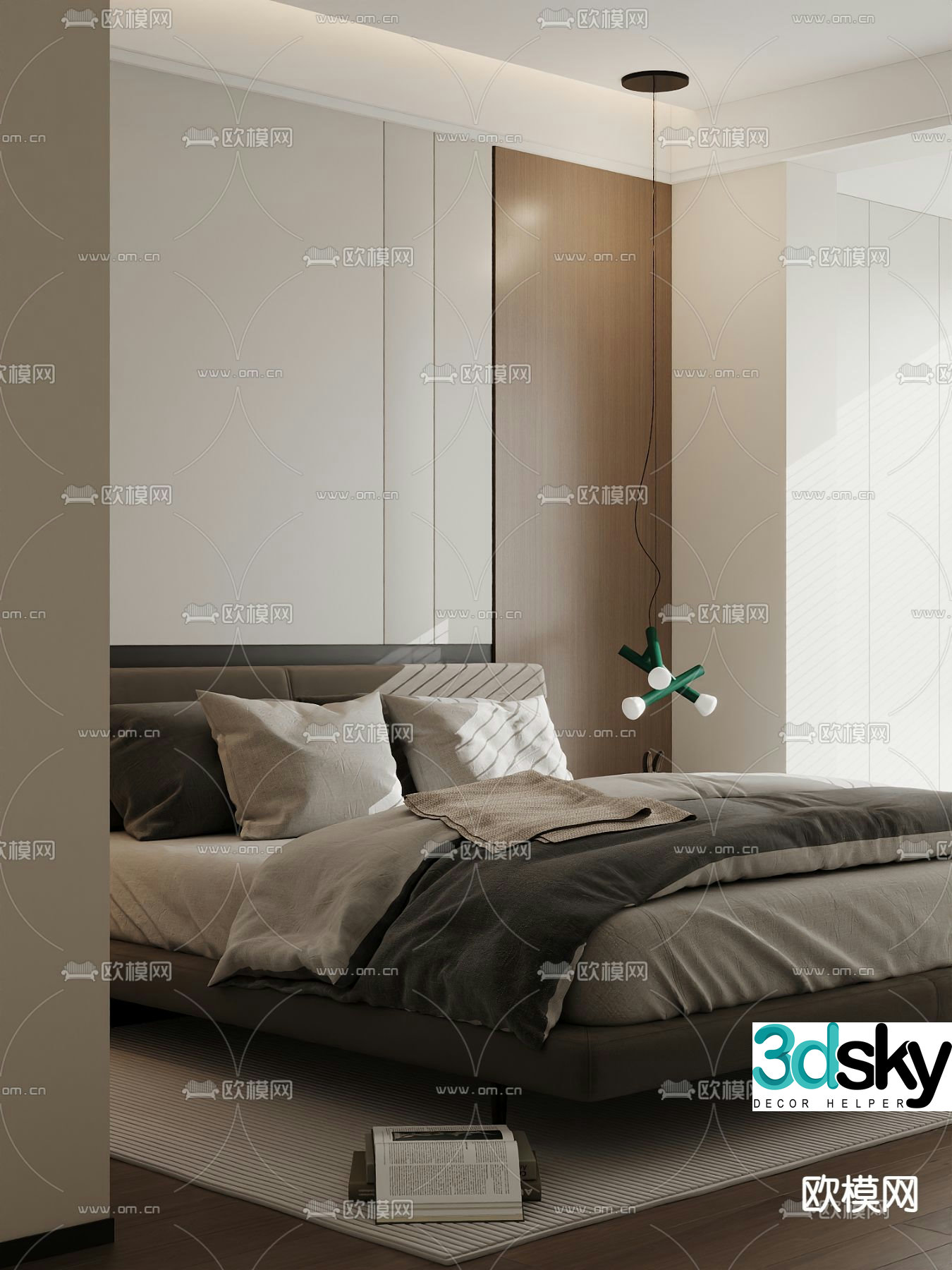 Italian double bed 3d model