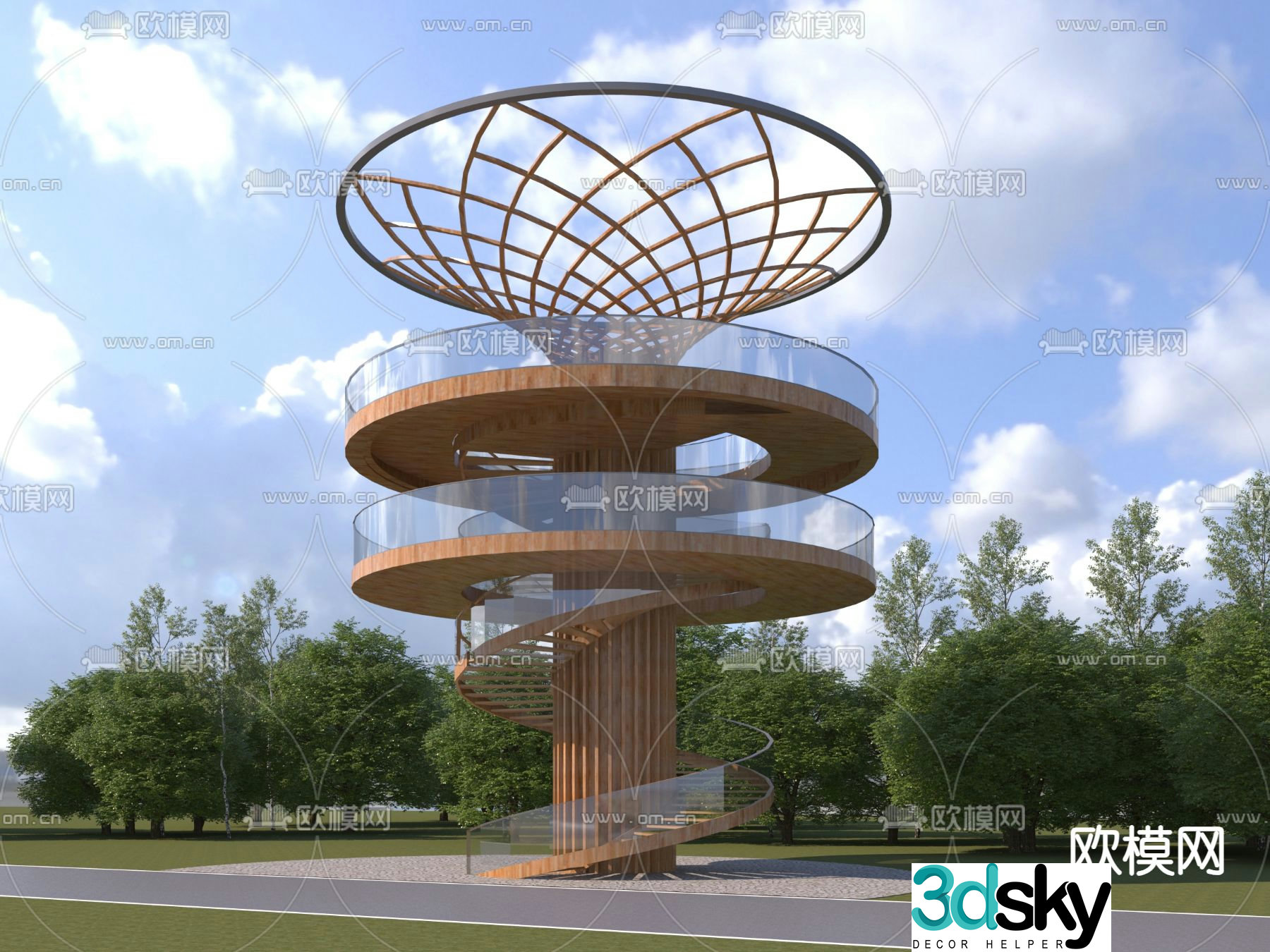 Modern viewing platform ecological platform 3D model