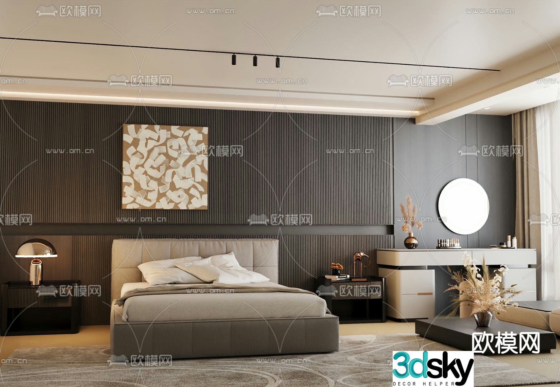 Italian double bed 3d model