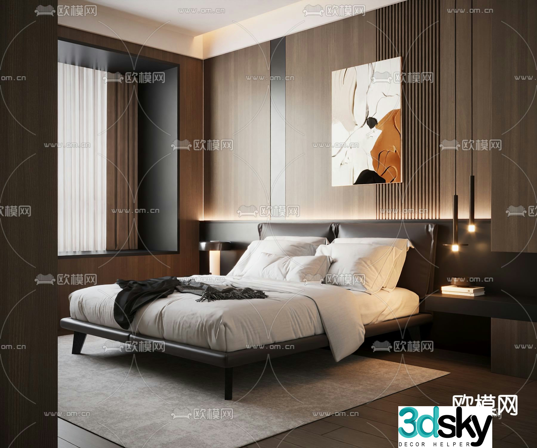 Italian double bed 3d model