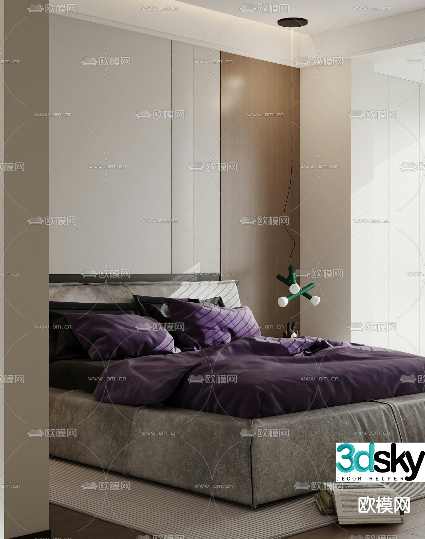 Modern double bed 3d model