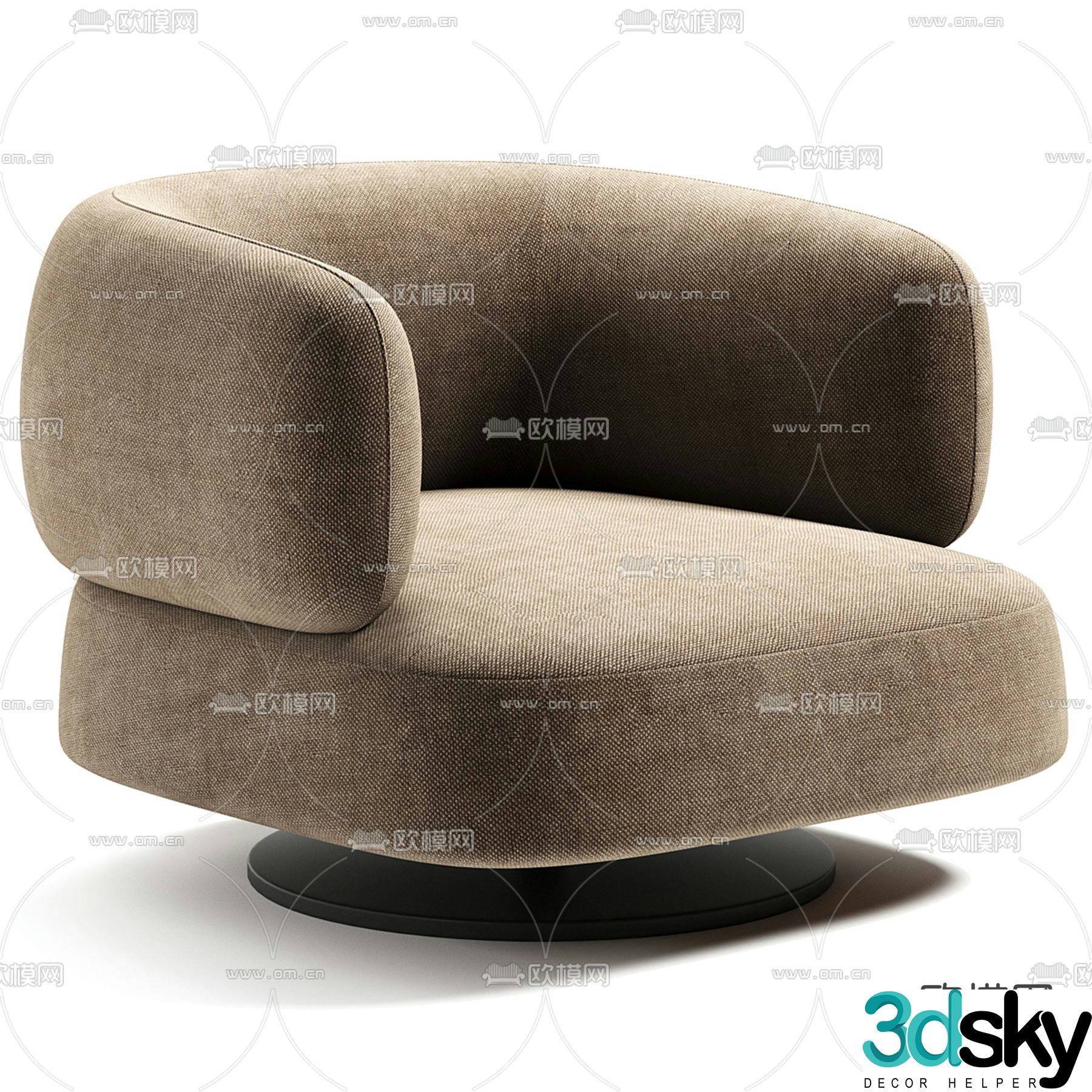Zeppelin Italian fabric leisure sofa 3D model