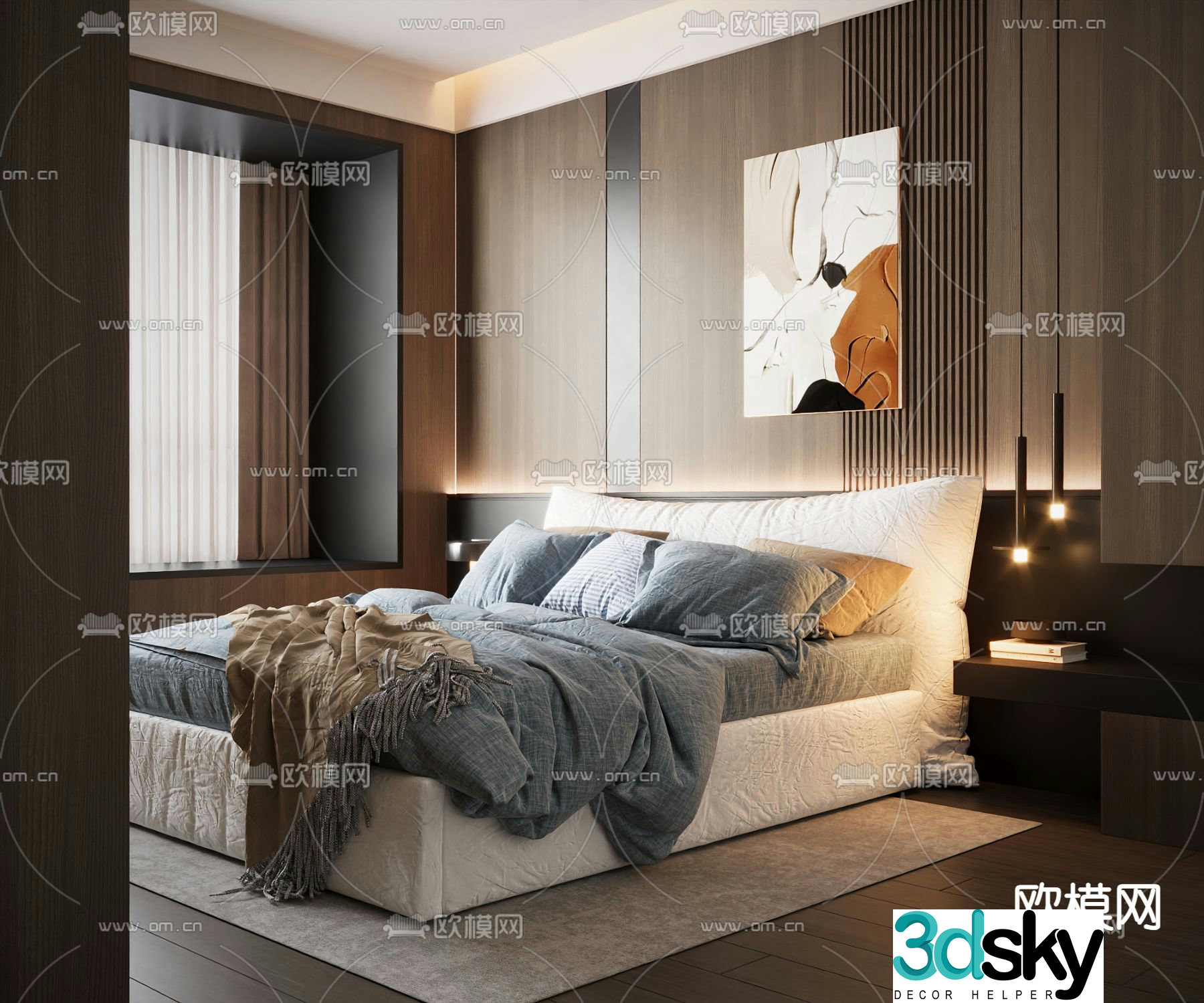 Italian double bed 3d model