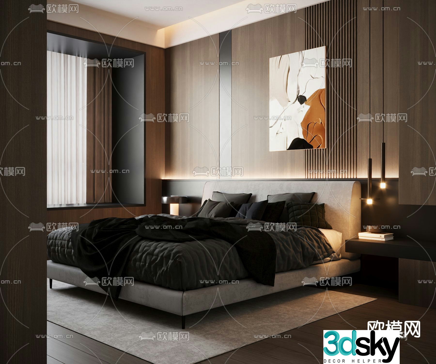Italian double bed 3d model