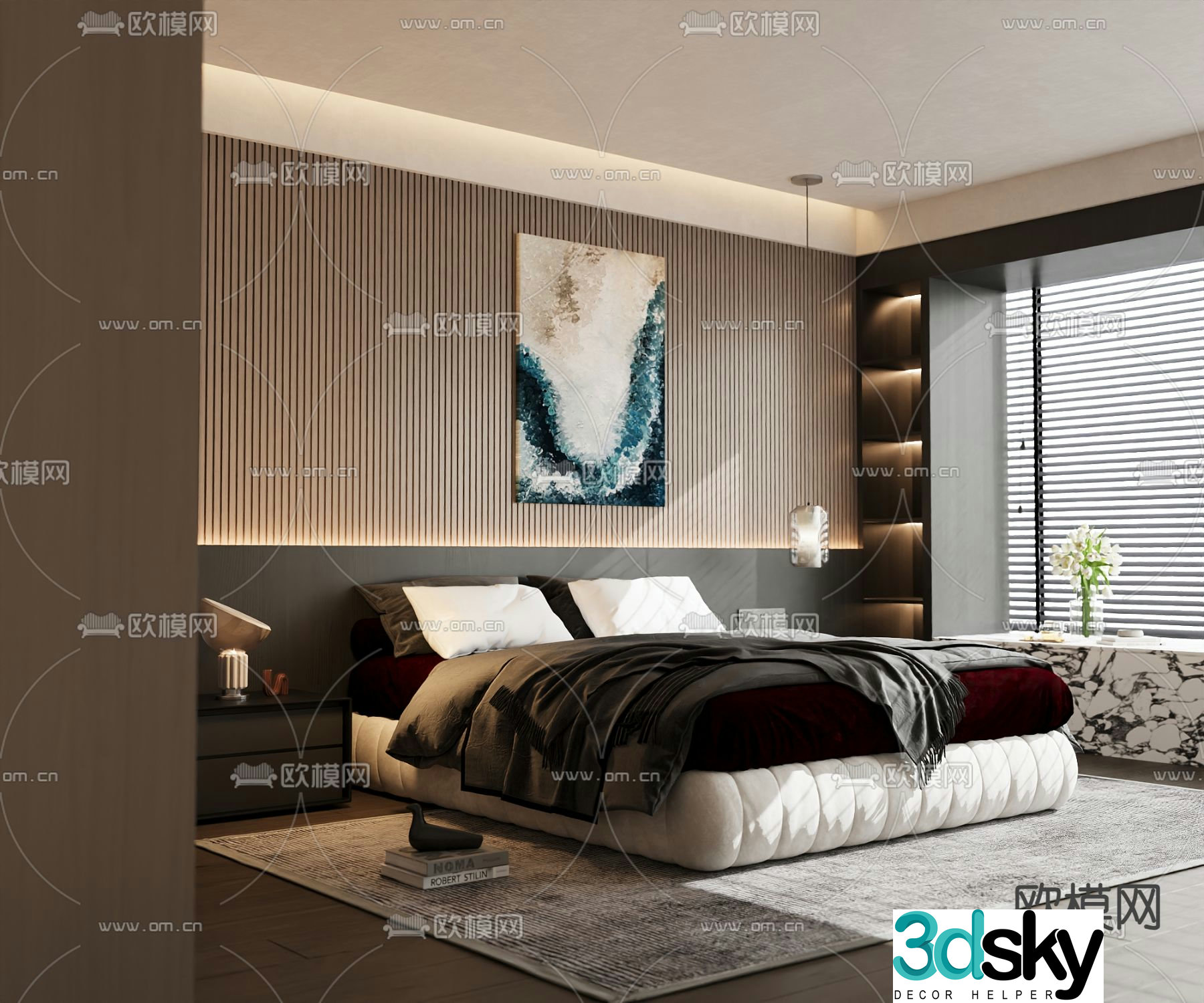 Italian double bed 3d model