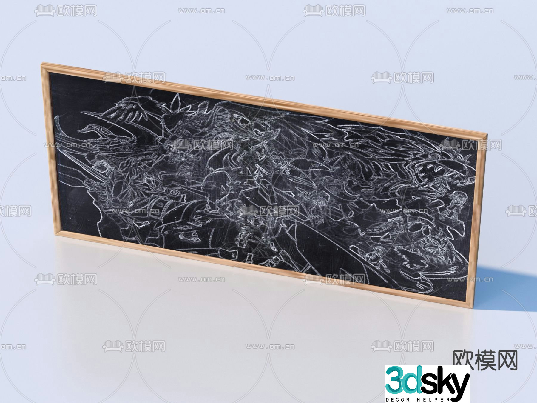 Modern blackboard chalk drawing 3d model
