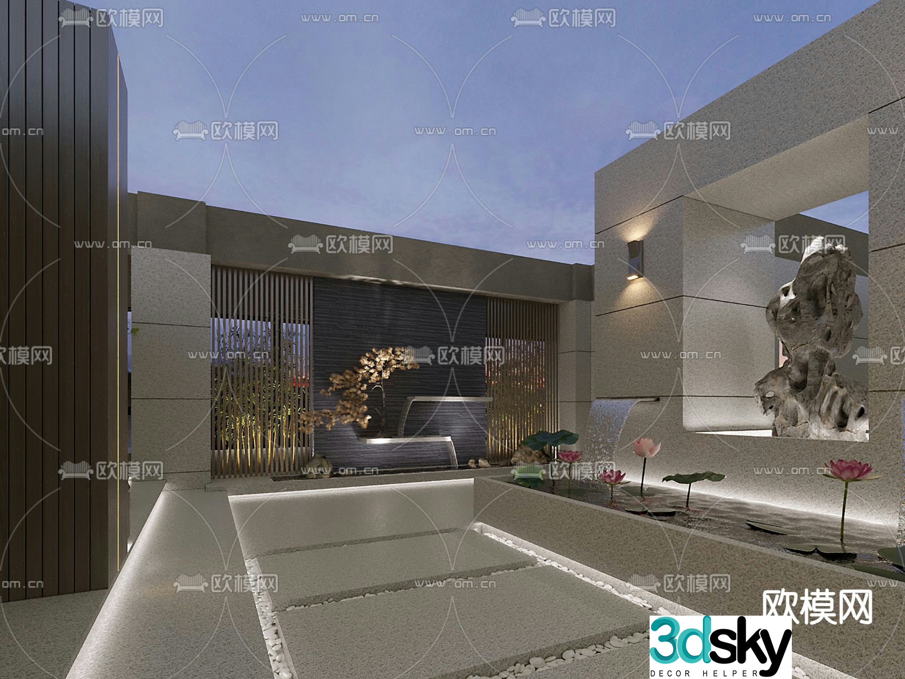 New Chinese style roof garden 33d model