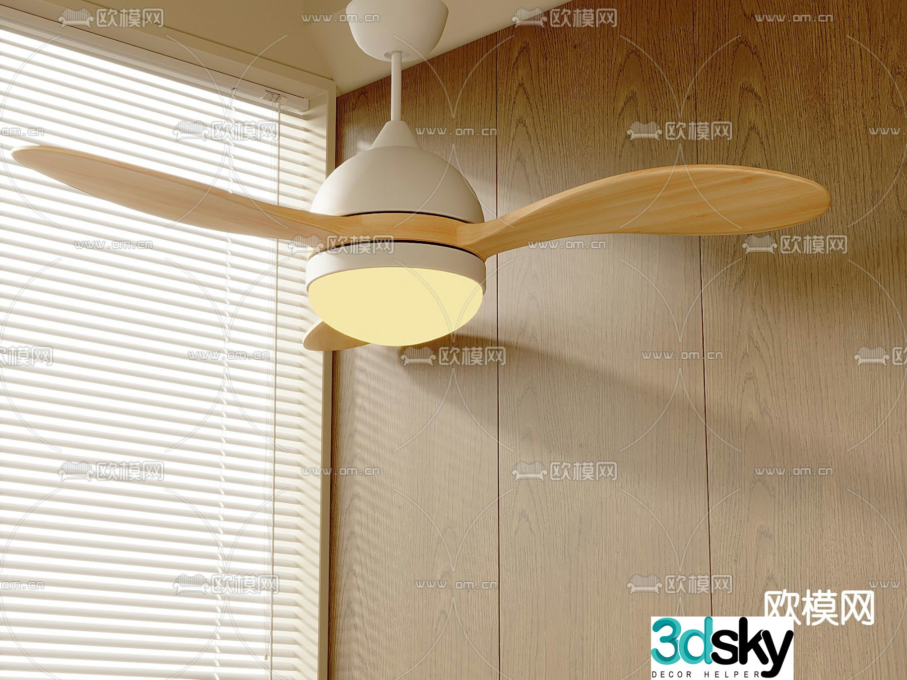 Cream style chandelier fan light 3d model