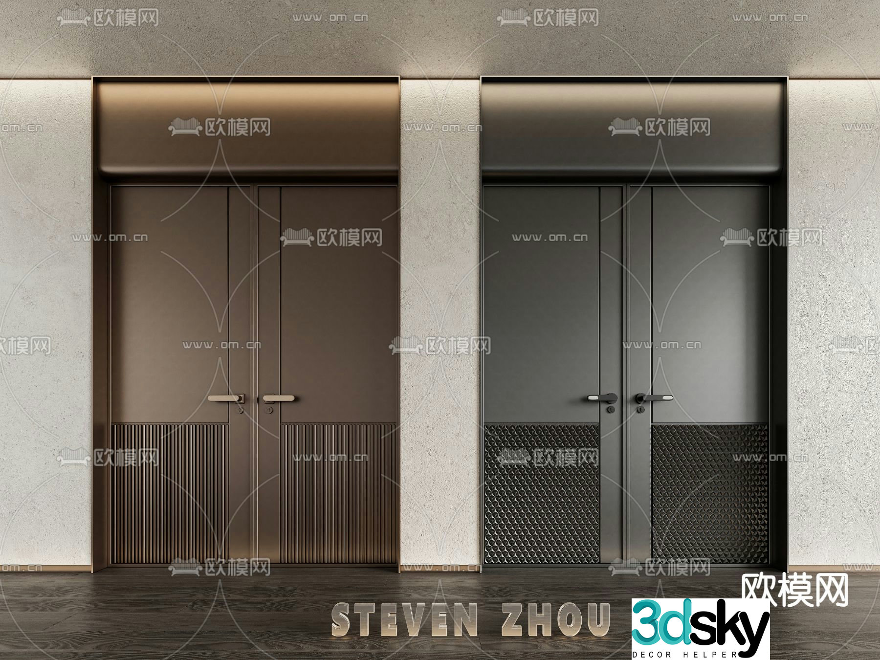 Light luxury door open ceiling door double-open door 3D model