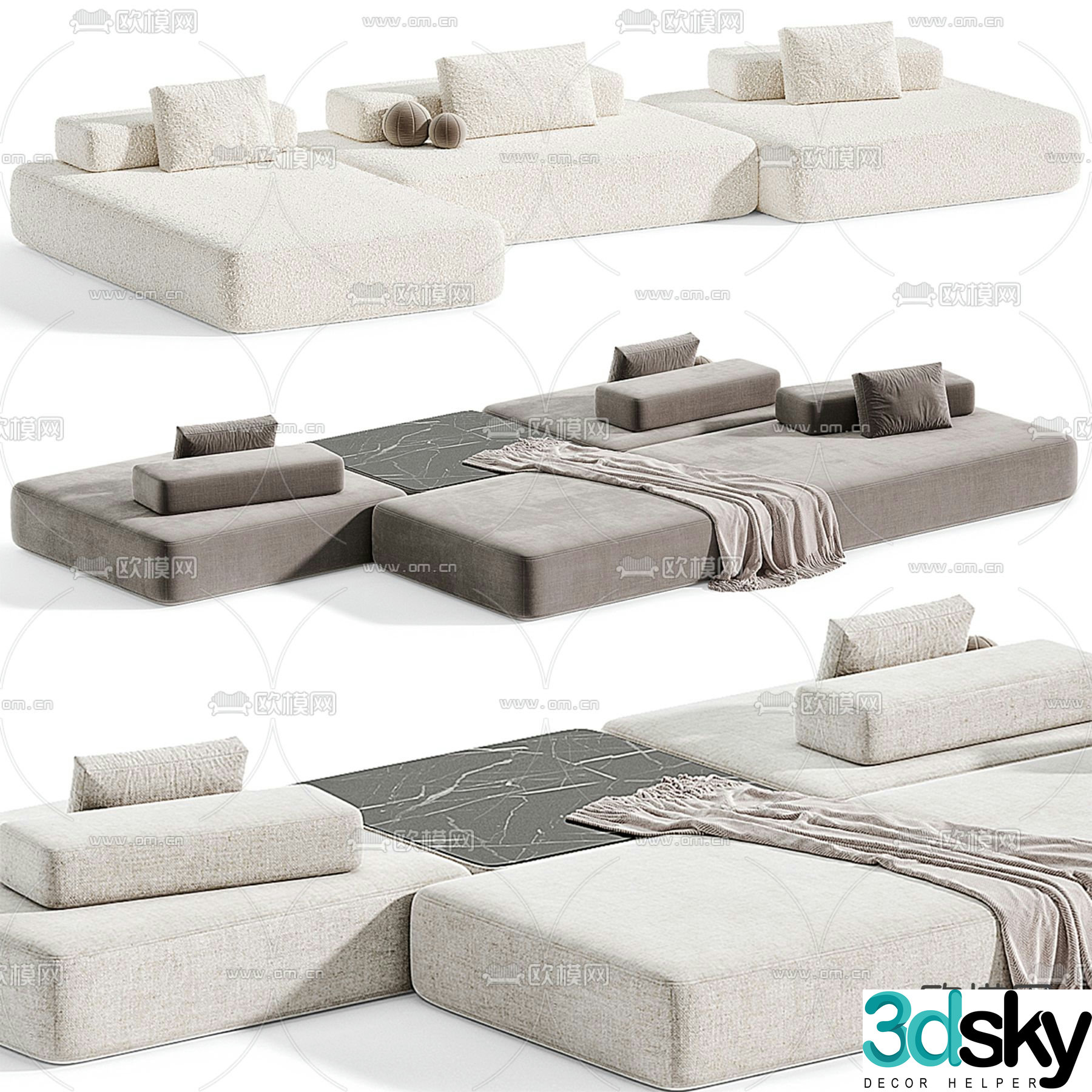 Bino-home modular sofa corner sofa 3d model