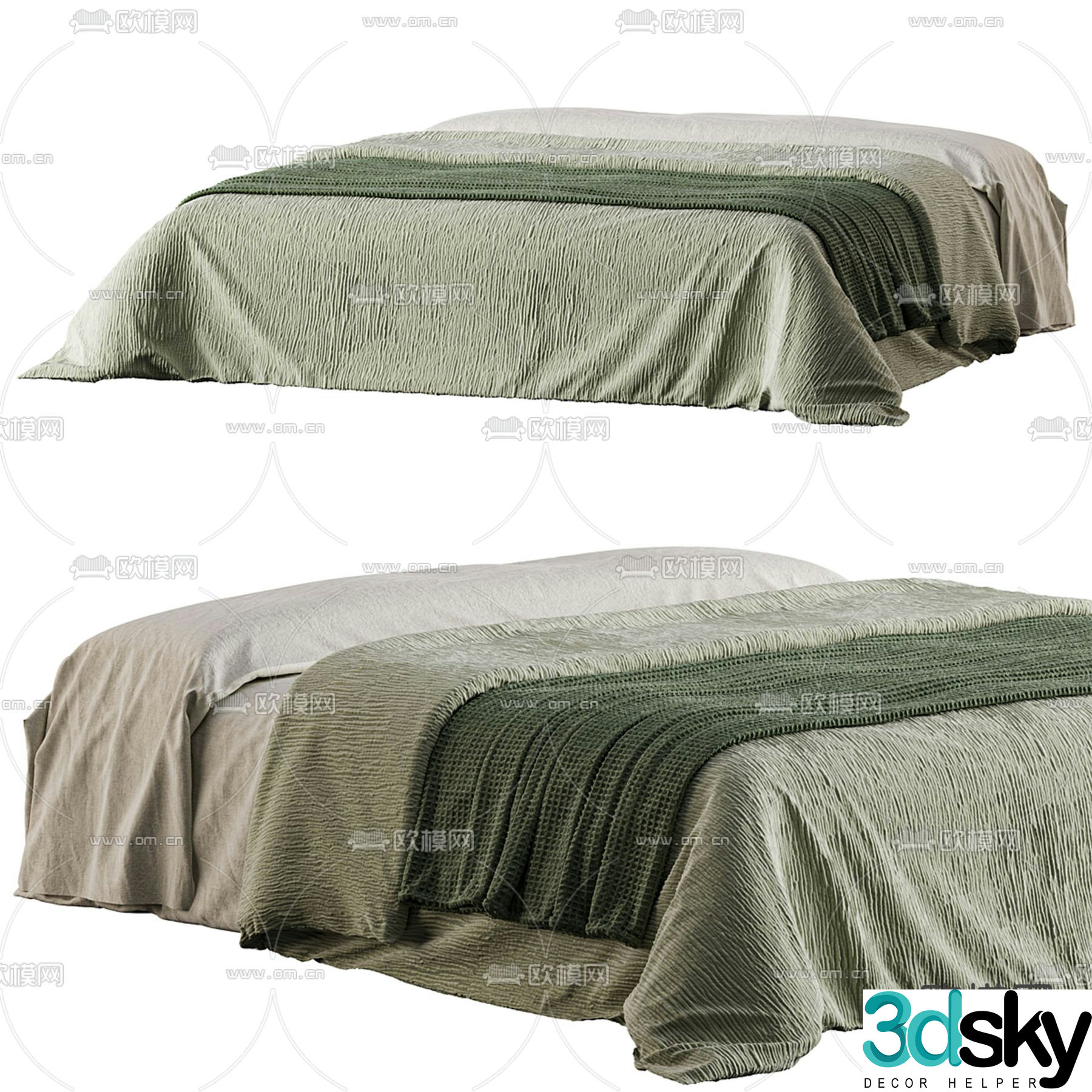 Modern double bed 3d model