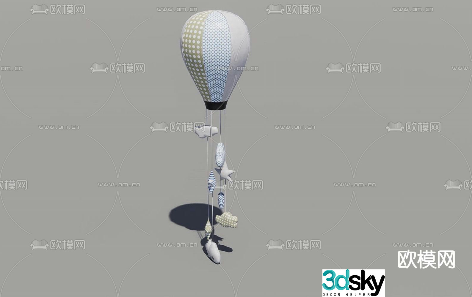 Modern hot air balloon 3d model