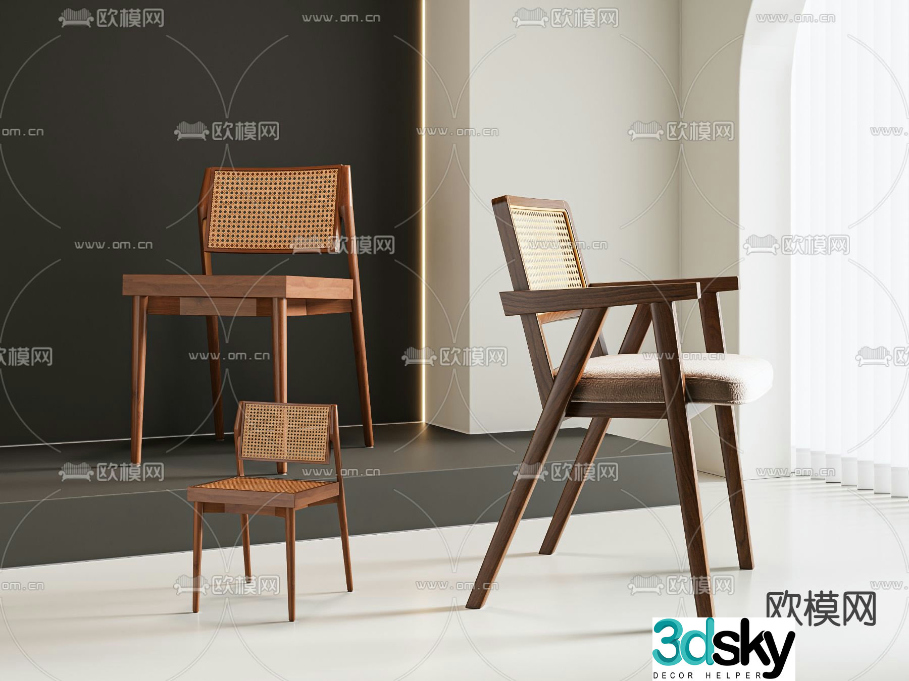 Wabi-sabi chair dining chair 3d model