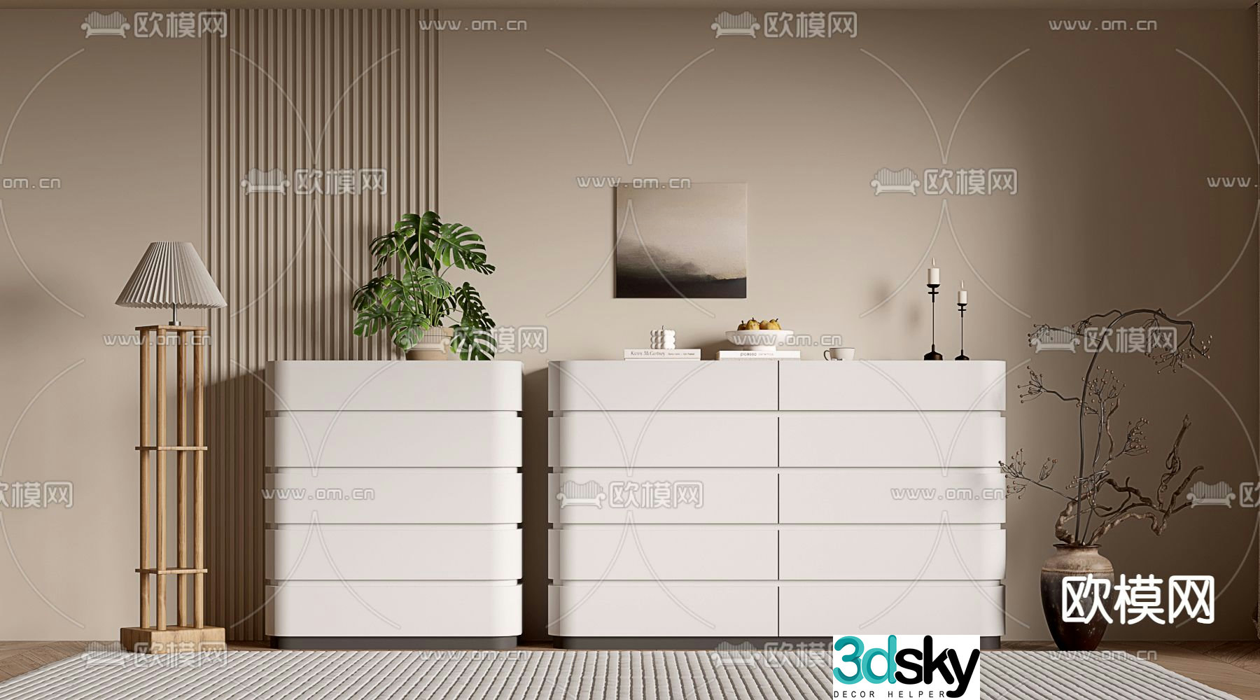 Modern chest of drawers side cabinet 3d model
