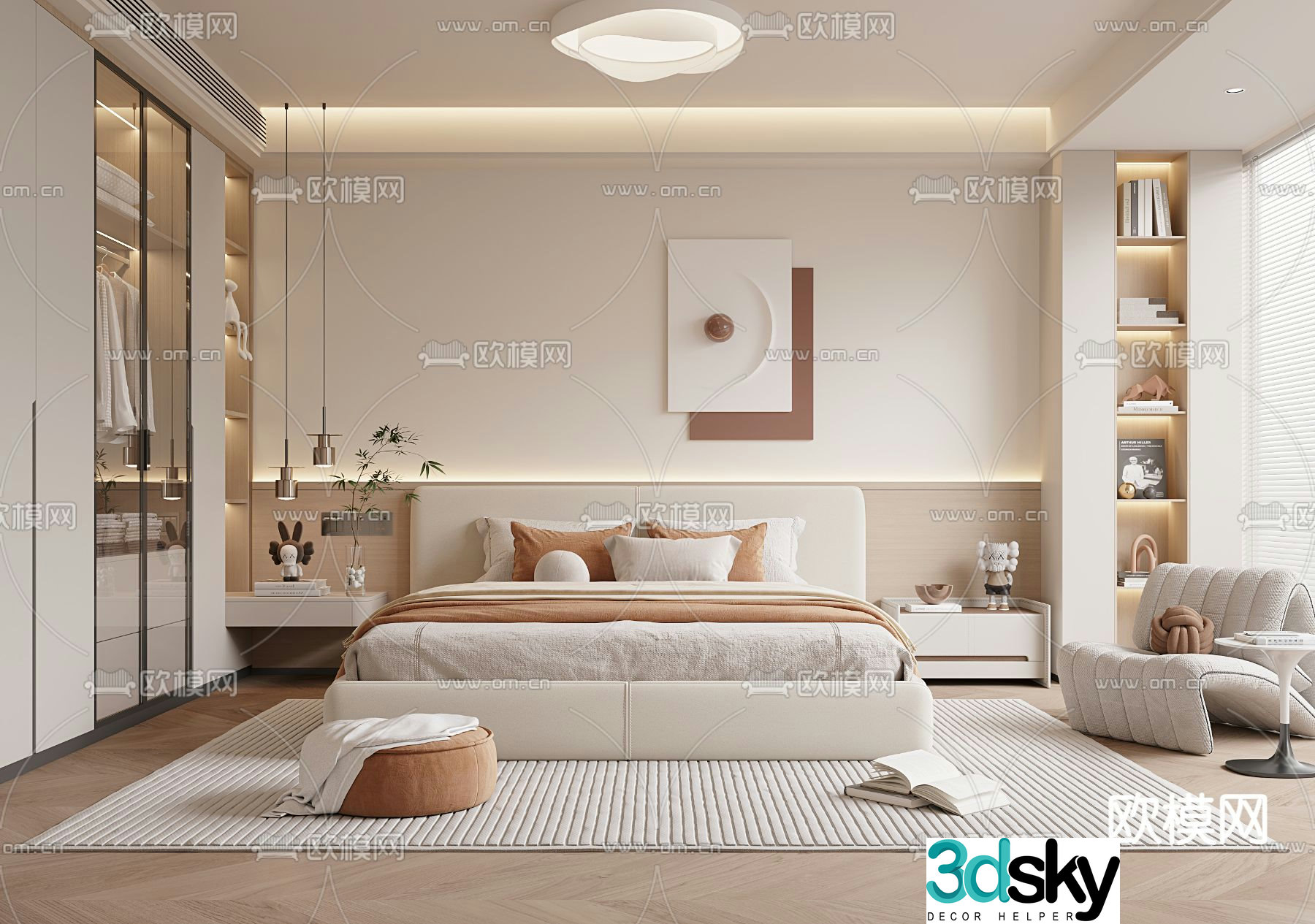 Creamy Bedroom Master Bedroom 3D Model