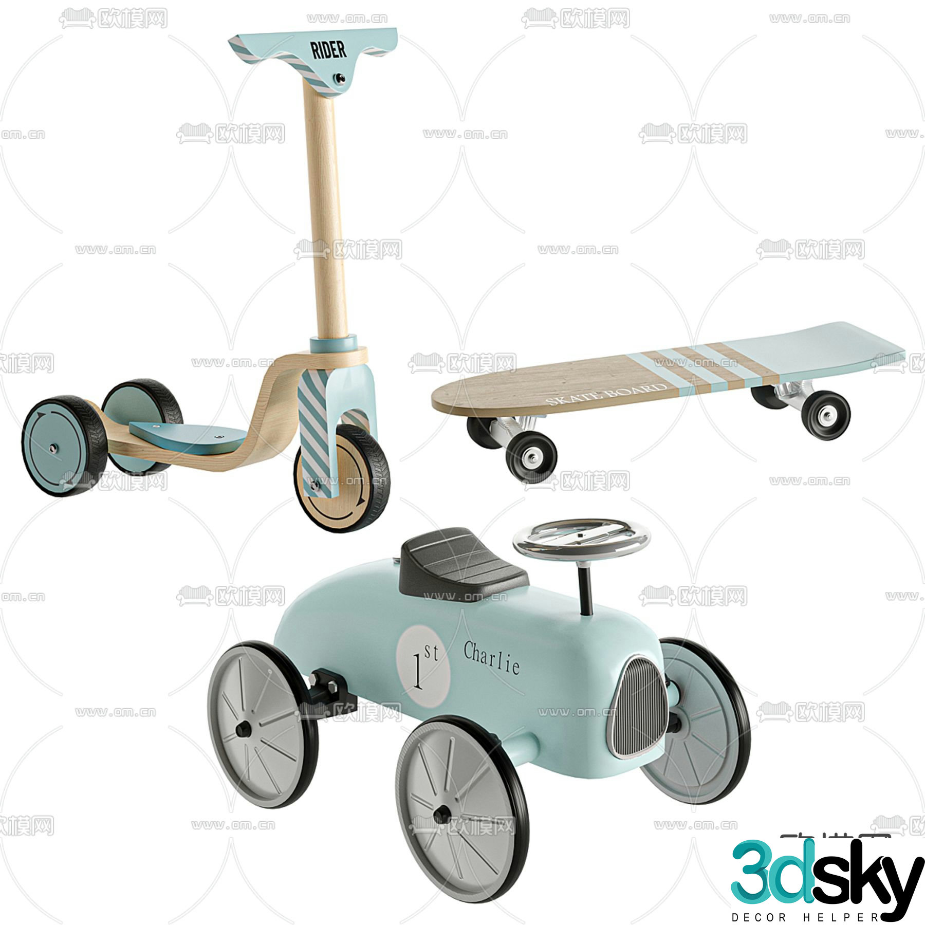Children’s tricycle toy car scooter 3d model
