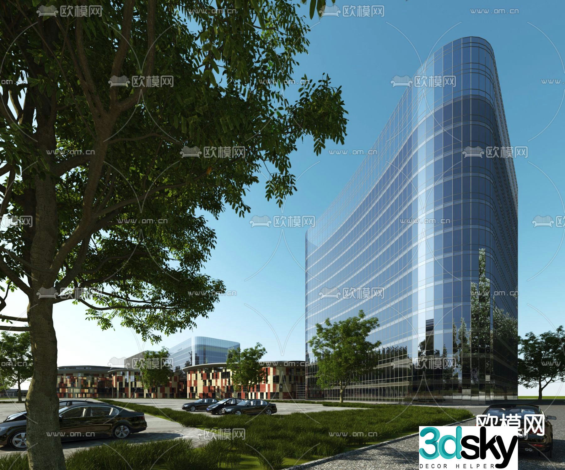 Modern office building exterior 3d model