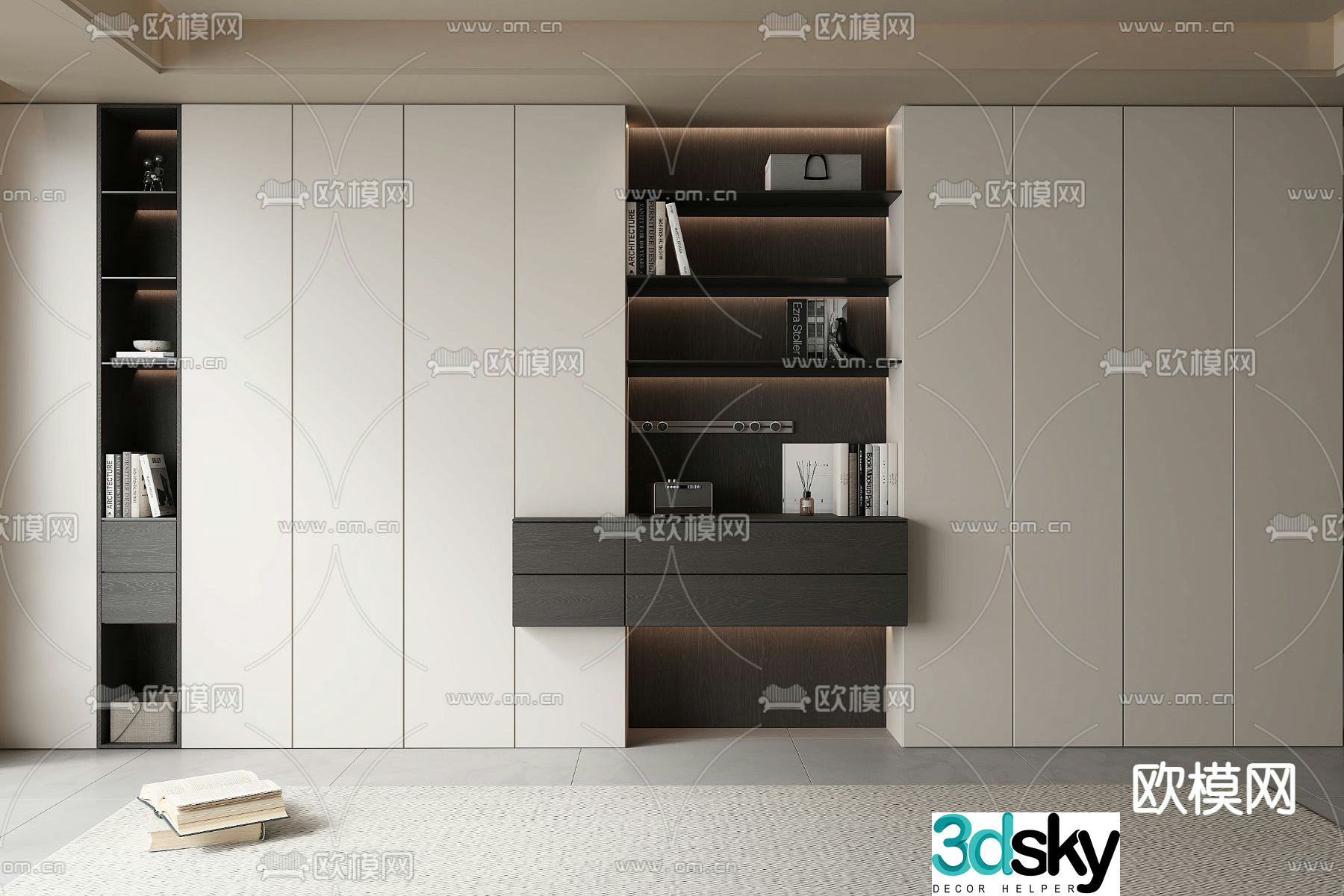 Modern bookcase bookshelf 3d model