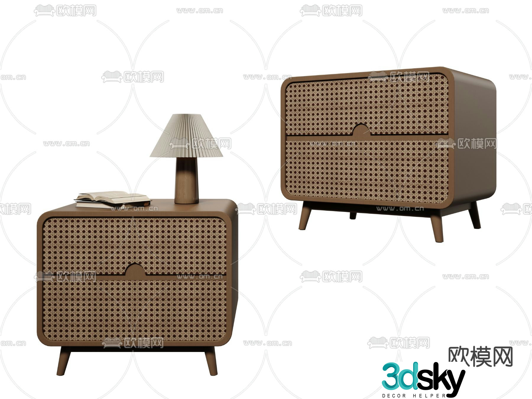 Wabi-sabi style bedside table 3d model