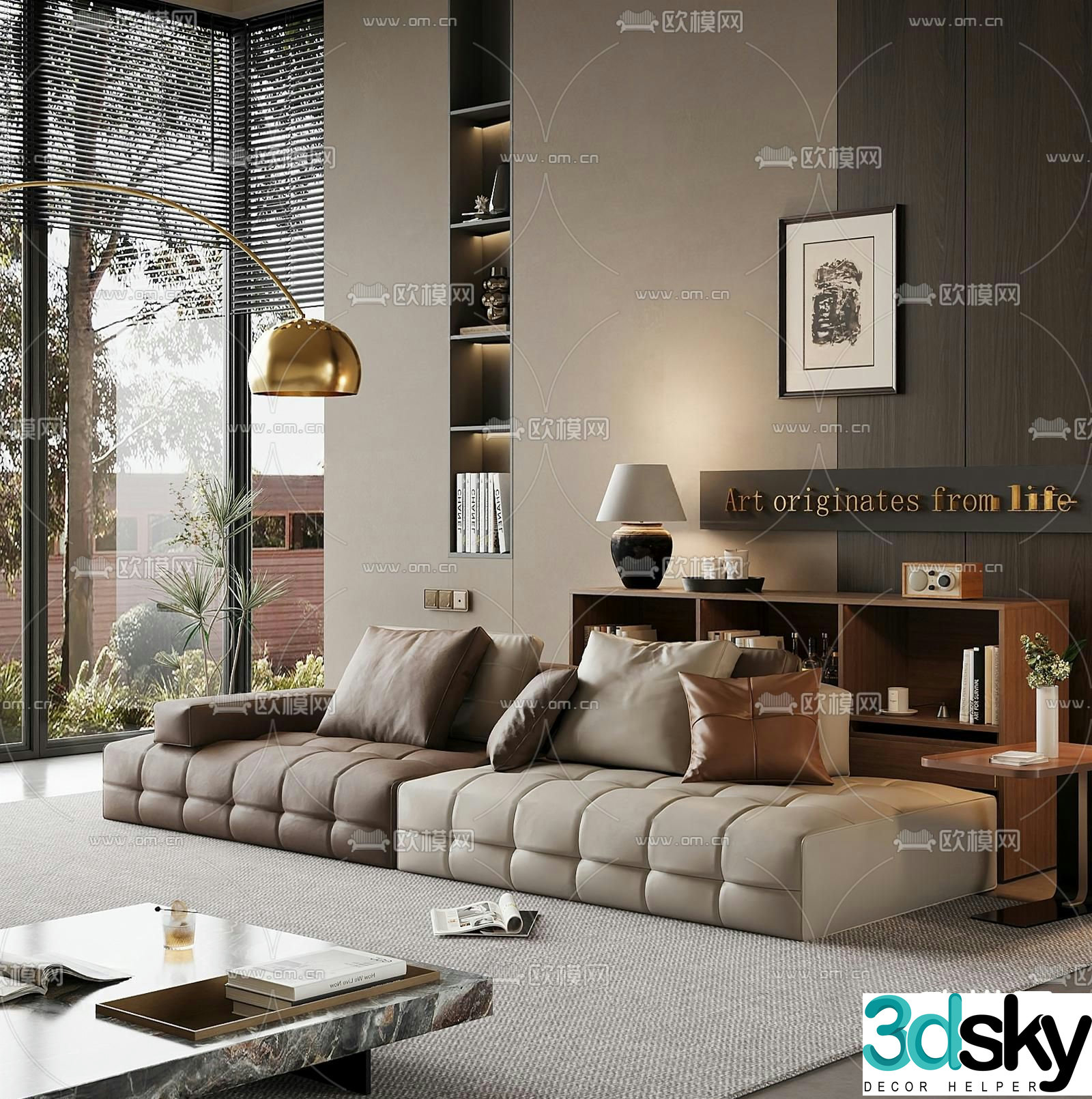 Italian sofa double sofa 3d model