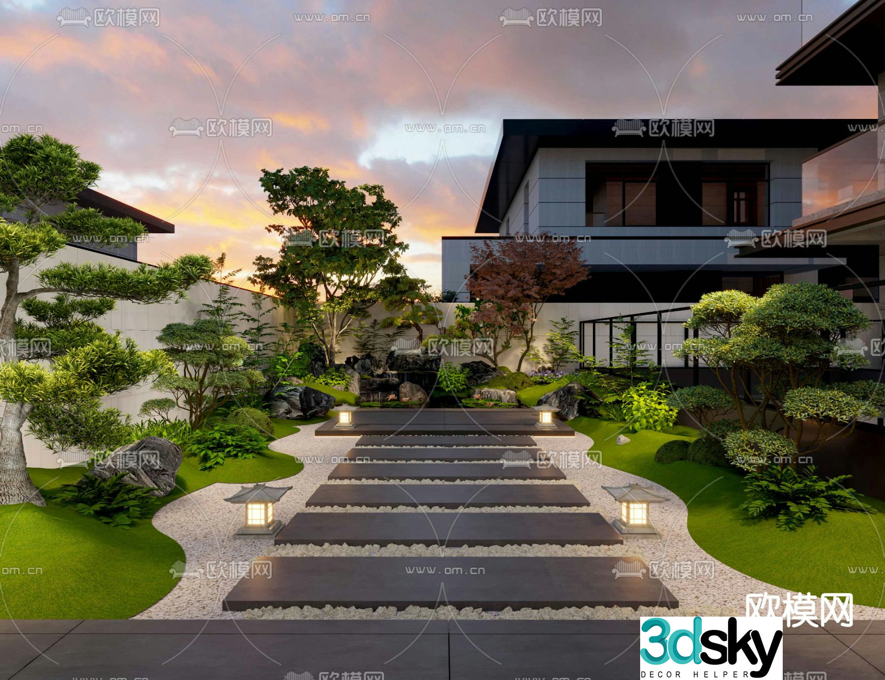Courtyard landscape villa garden 3d model