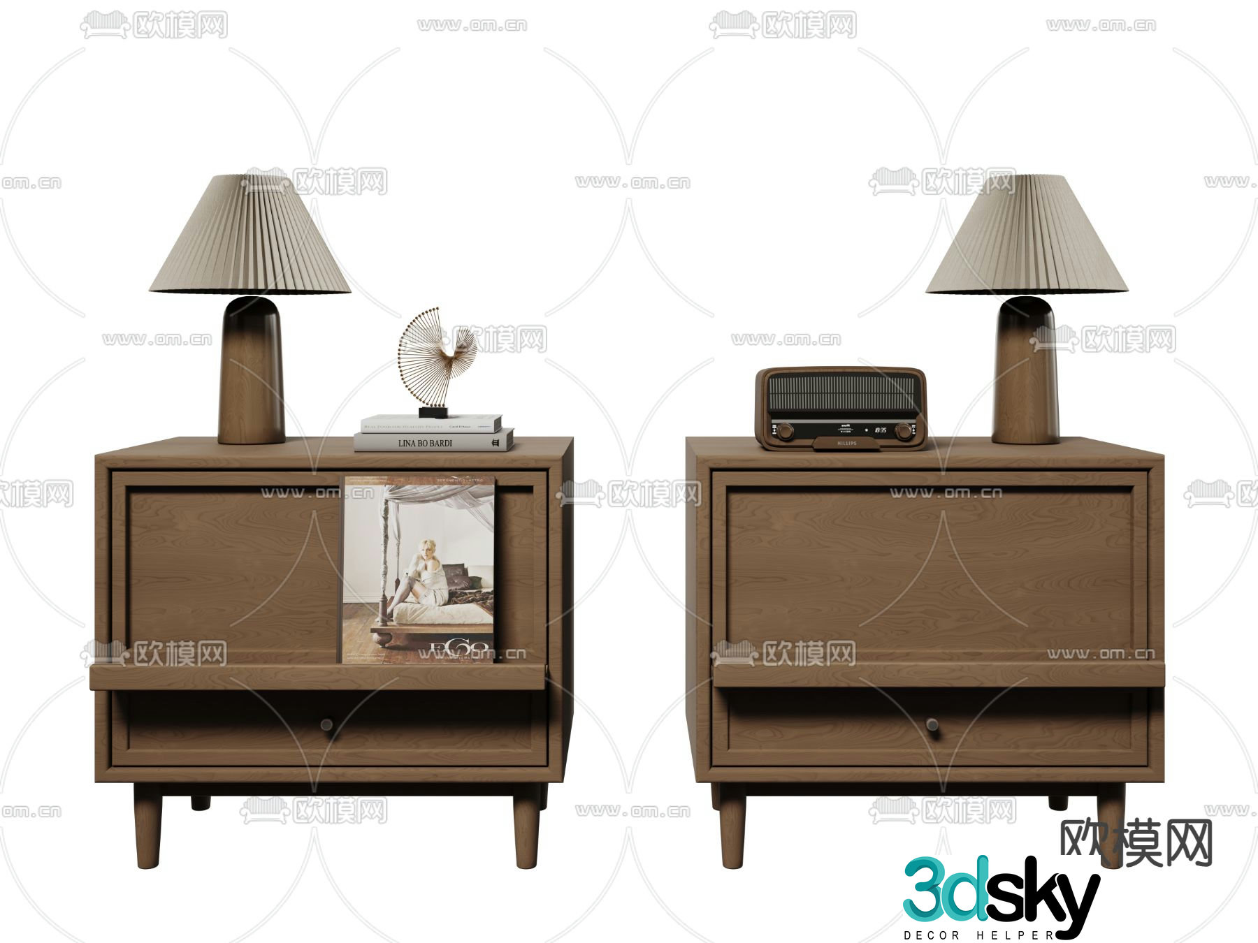Medieval style bedside table 3d model