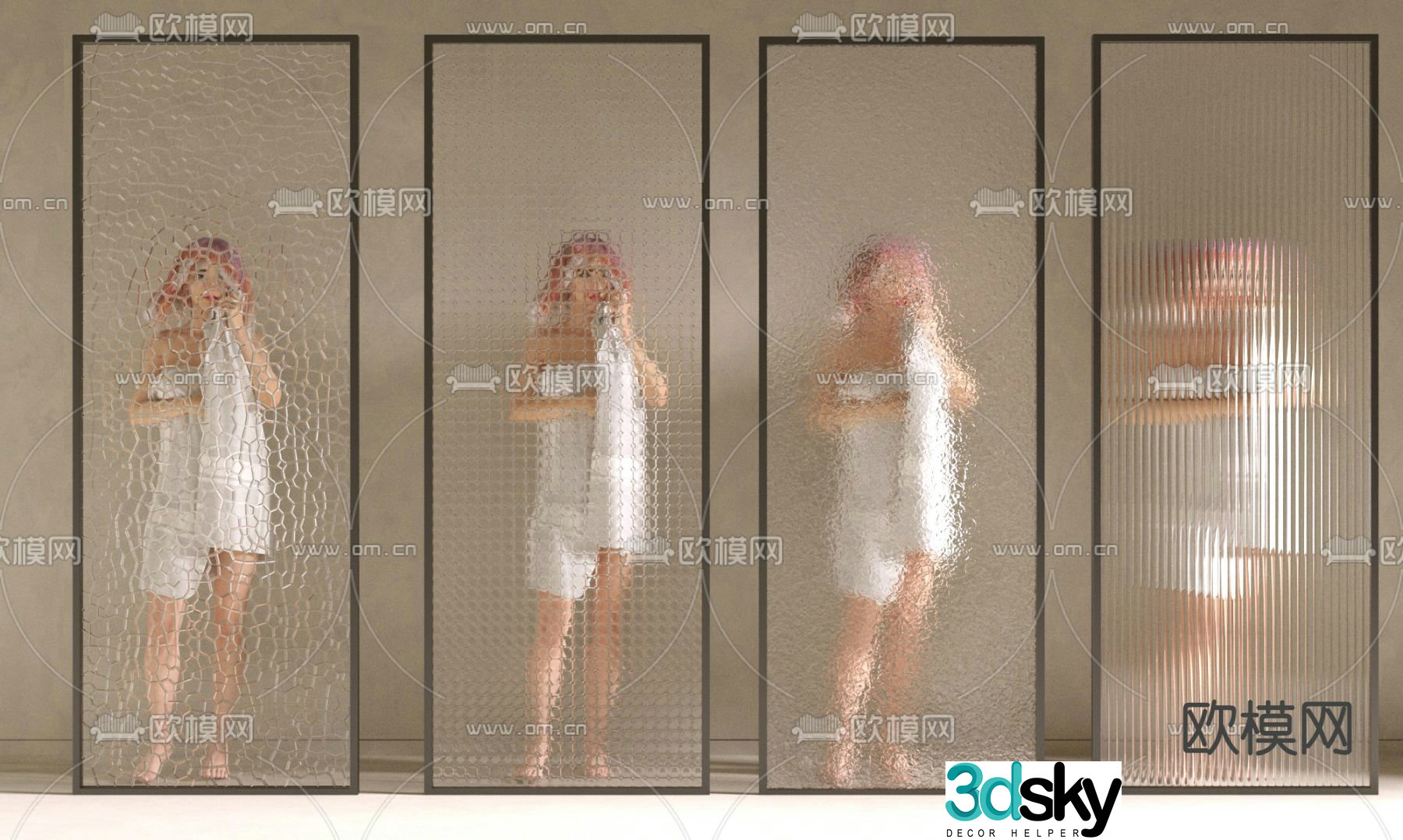 Modern art partition glass partition 3d model