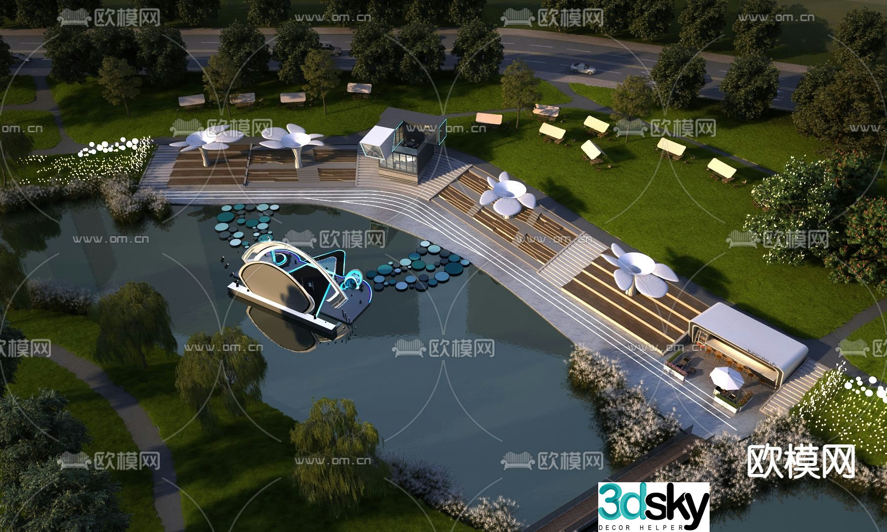 Riverside Park Plaza Music Plaza 3D model
