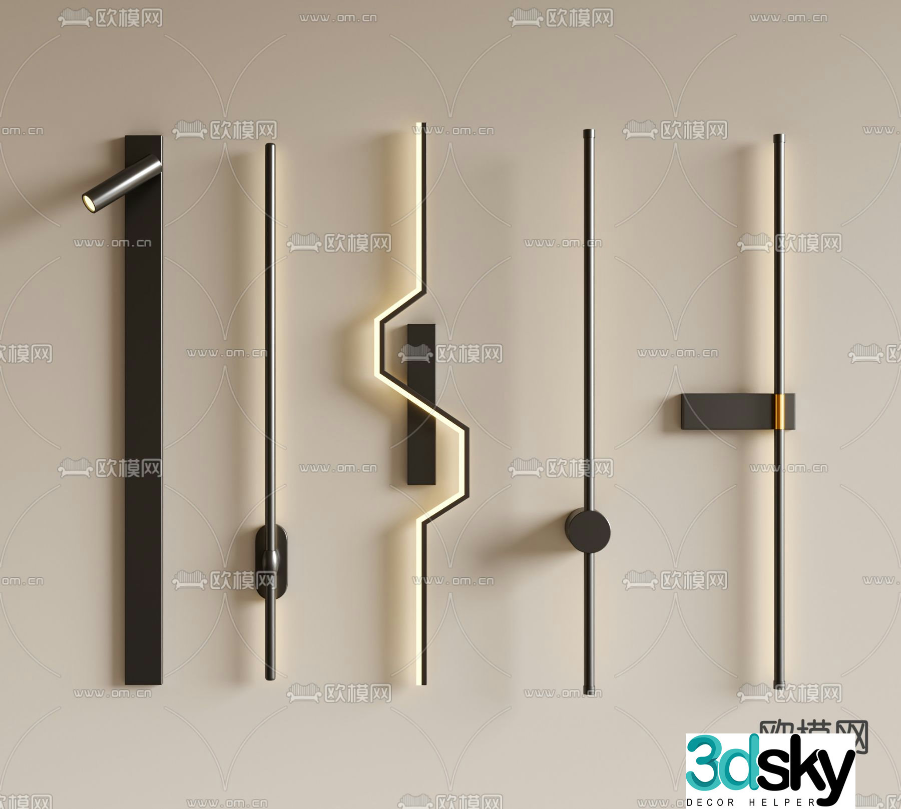 Long wall lamp 3d model