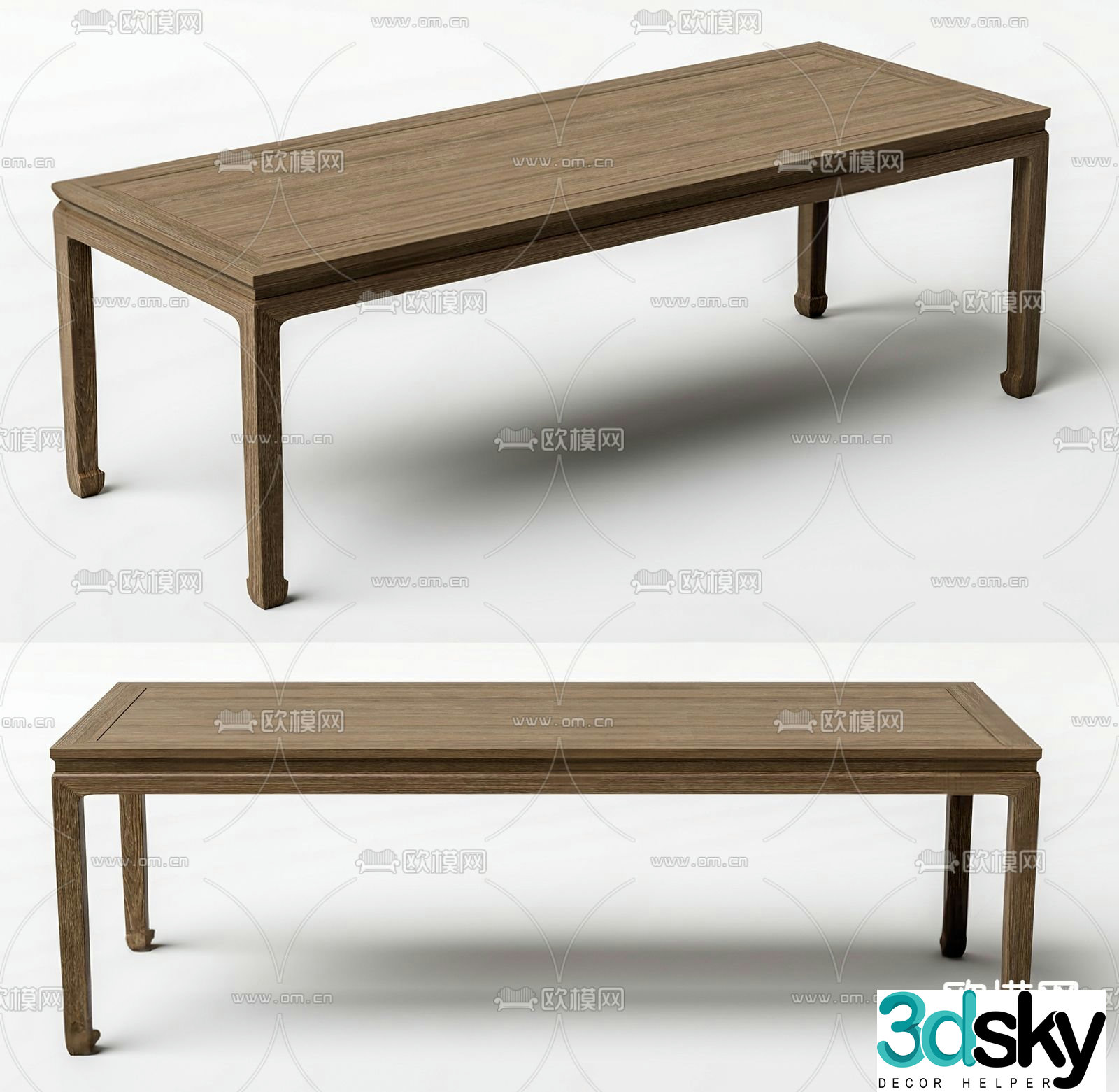 Chinese dining table long dining table 3d model