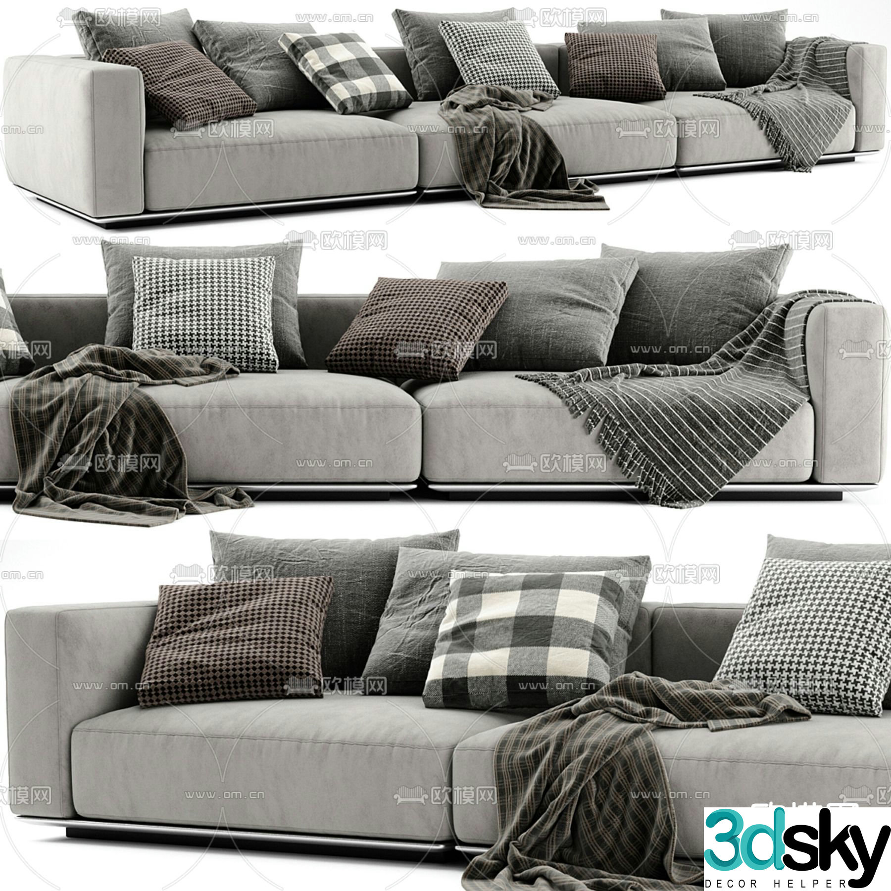 Italian three-seat sofa 3D model