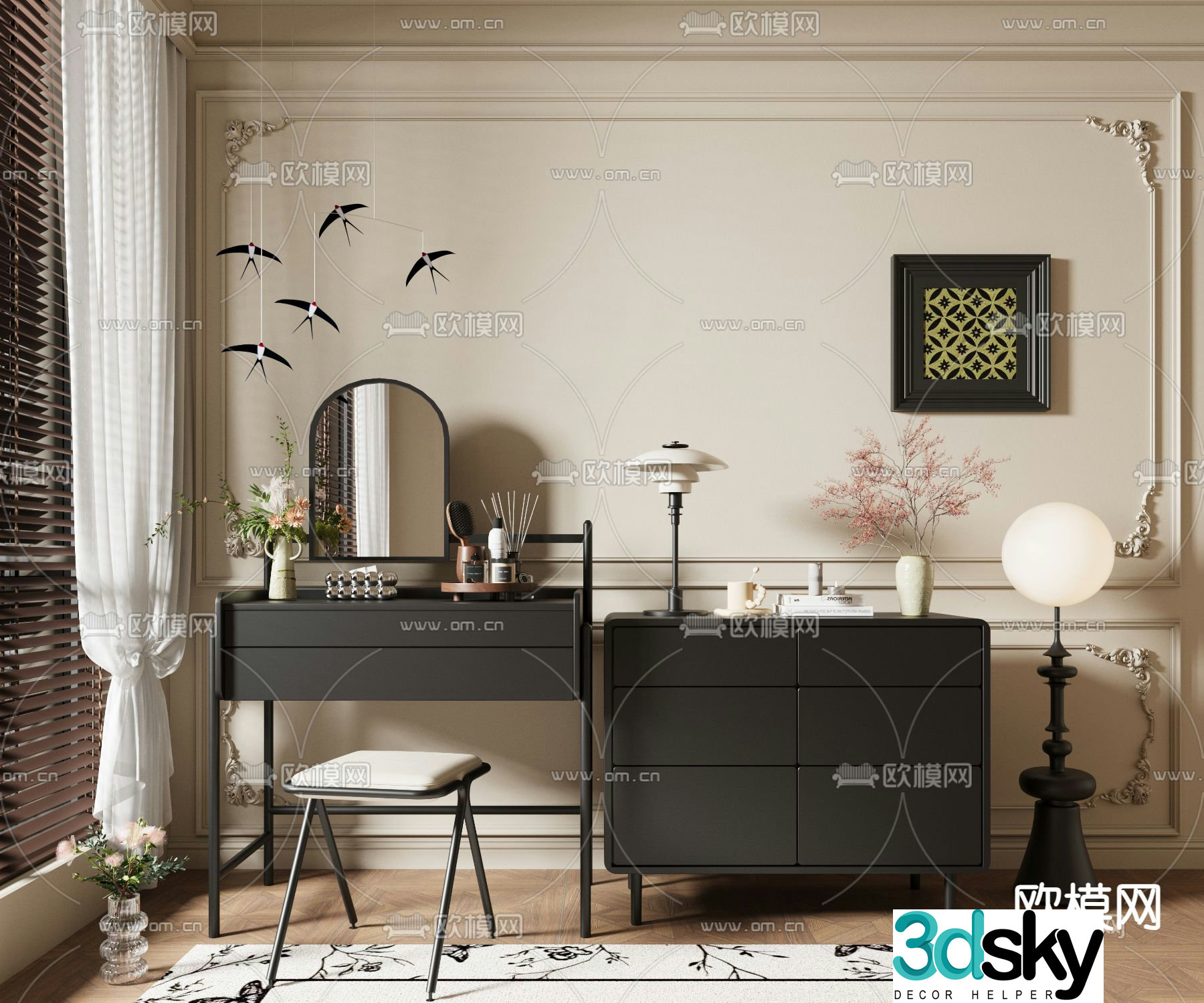 Medieval style dresser chest 3d model