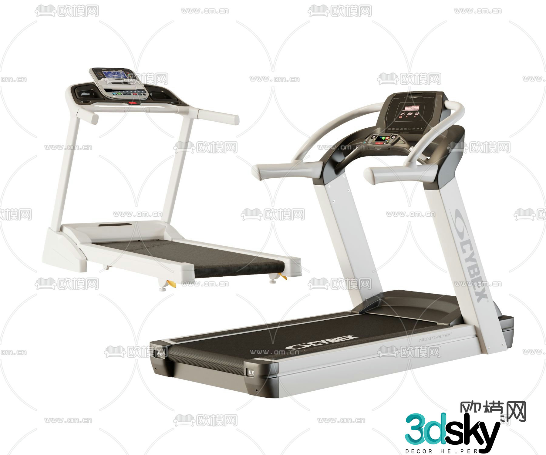 Modern treadmill fitness equipment sports equipment 3d model