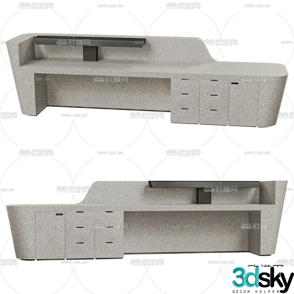 Mono terrazzo front desk reception desk service desk 3d model