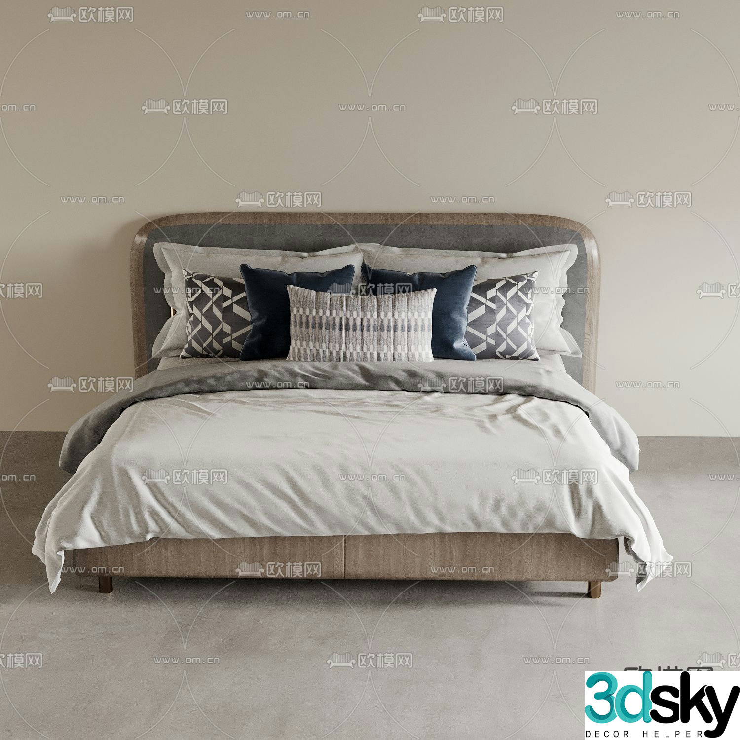 Wabi-sabi double bed 3d model