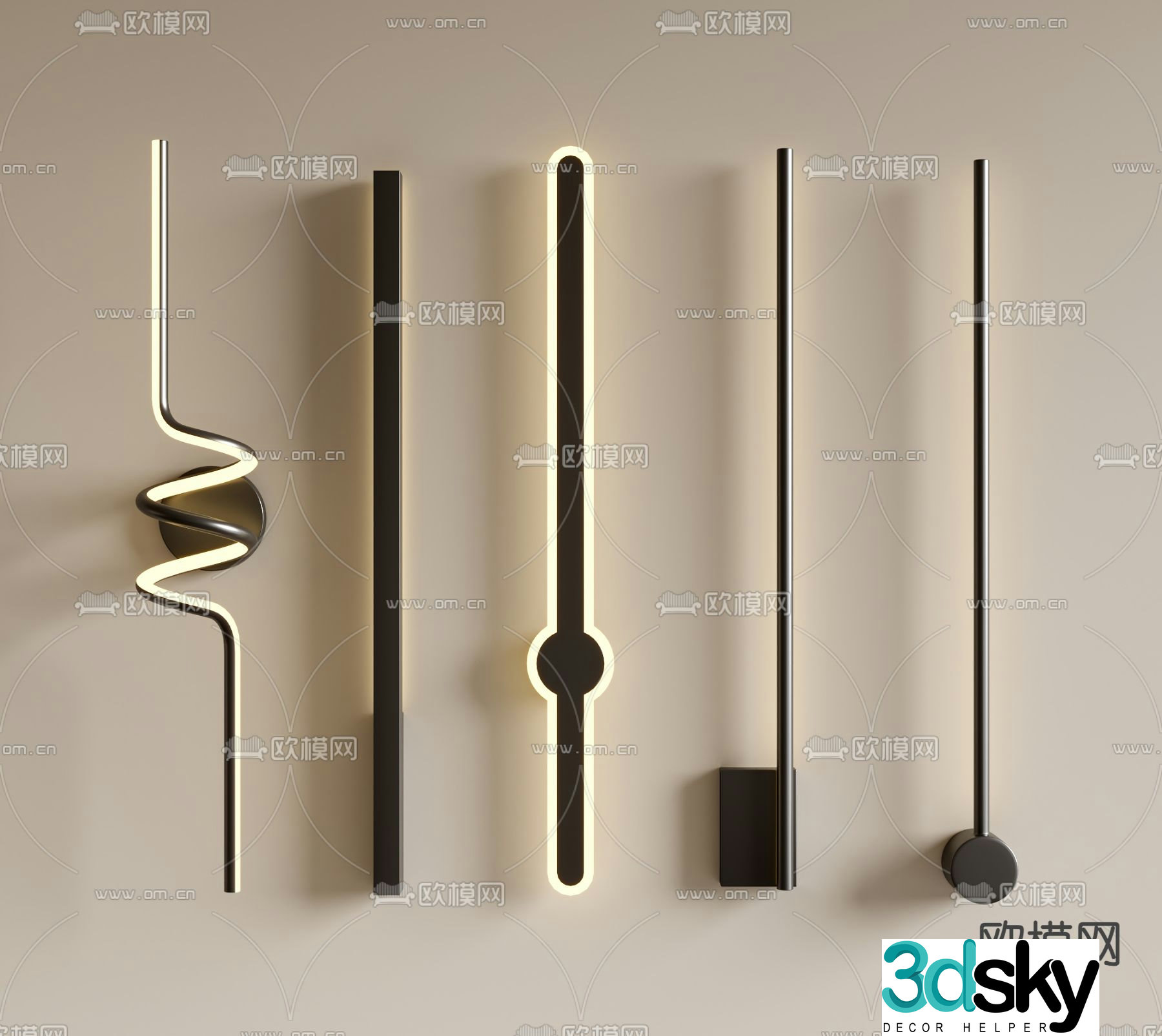 Long wall lamp 3d model
