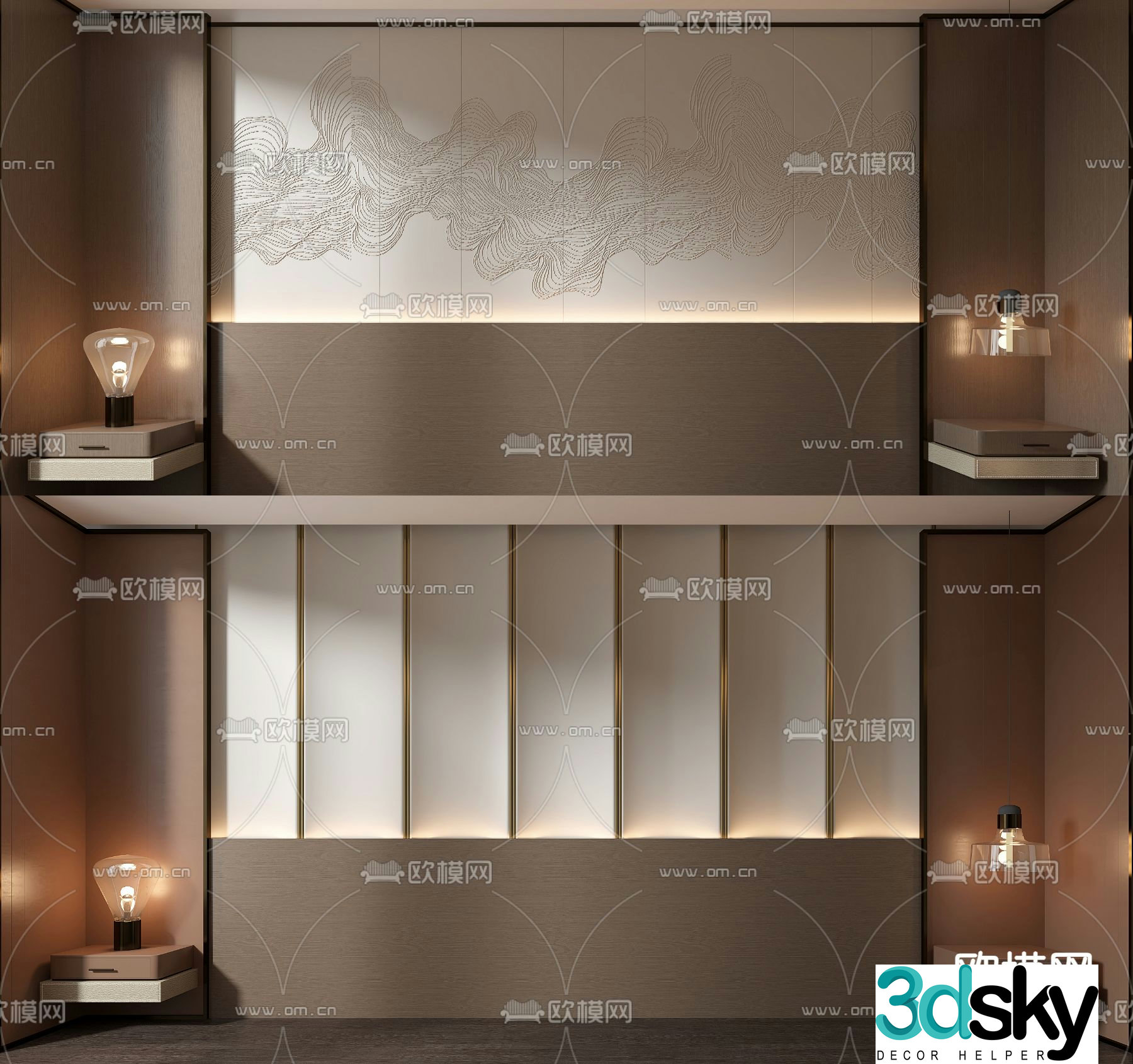 Bedside background wall hard bag soft bag 3D model