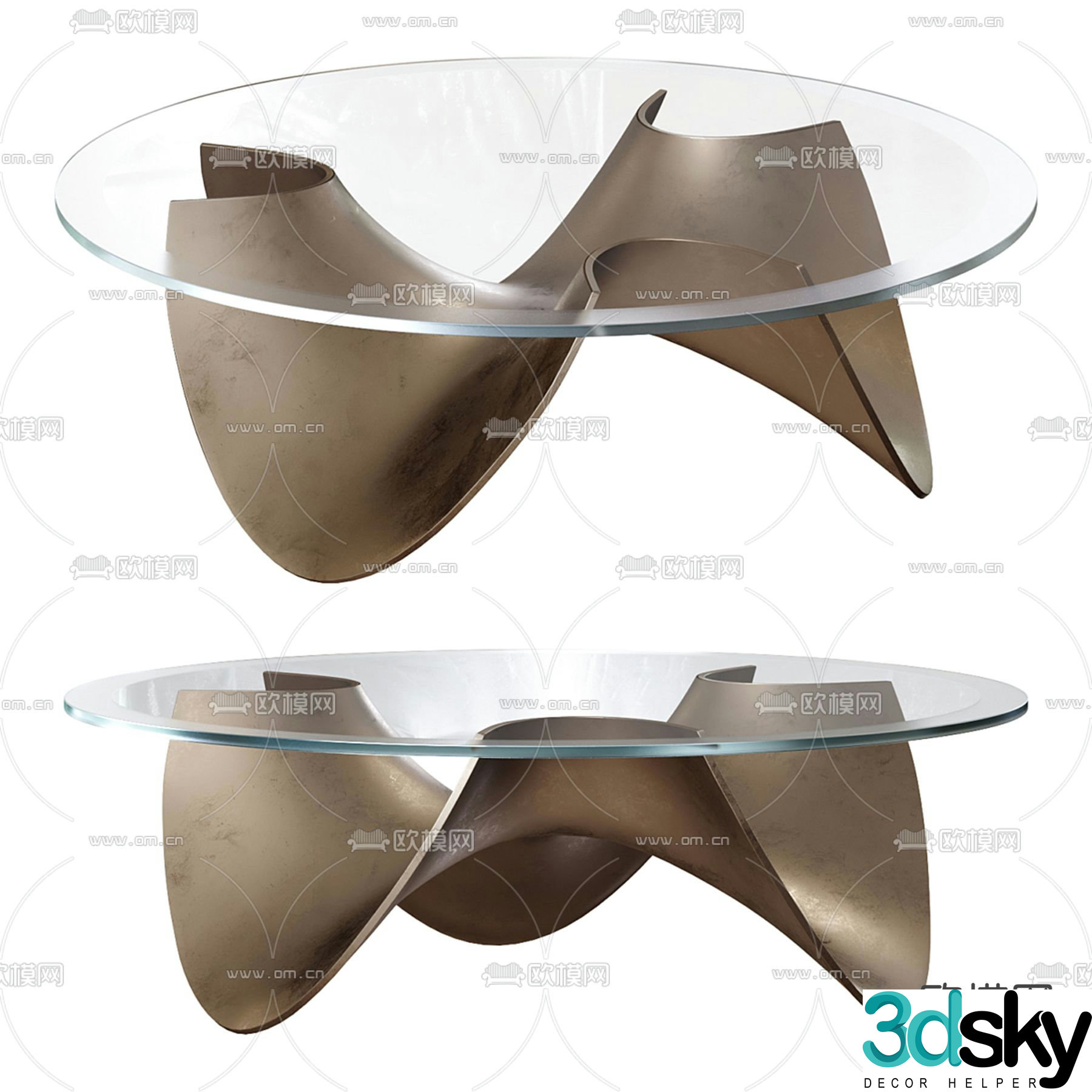 Light luxury coffee table glass coffee table 3d model