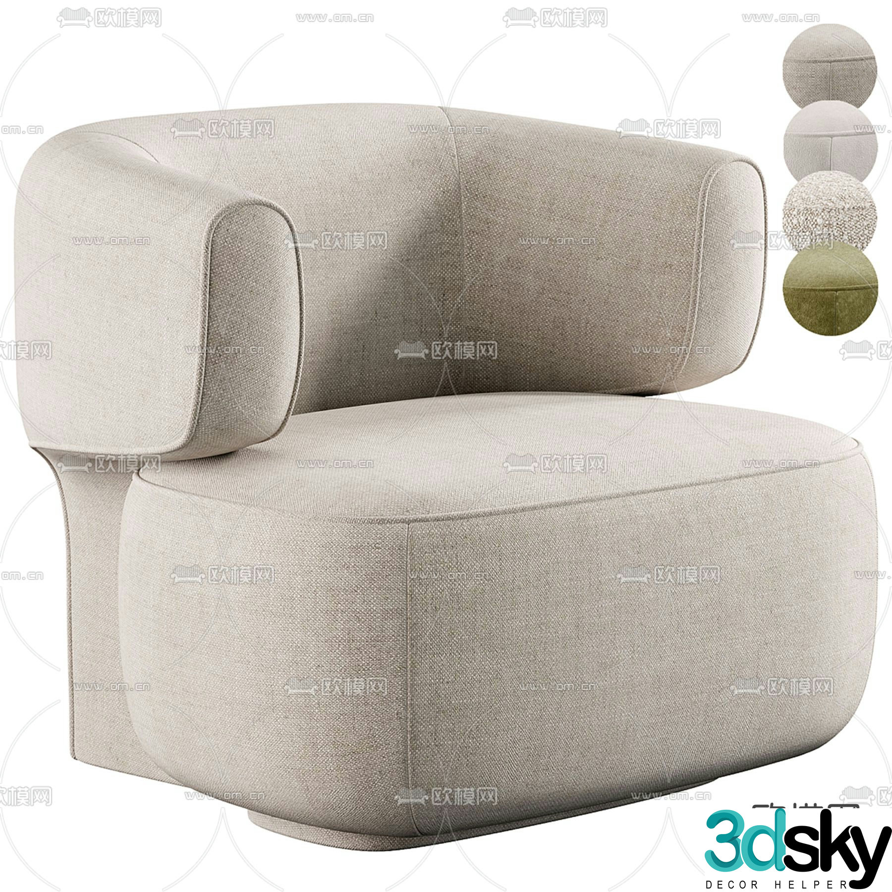 Italian style leisure sofa armchair 3d model