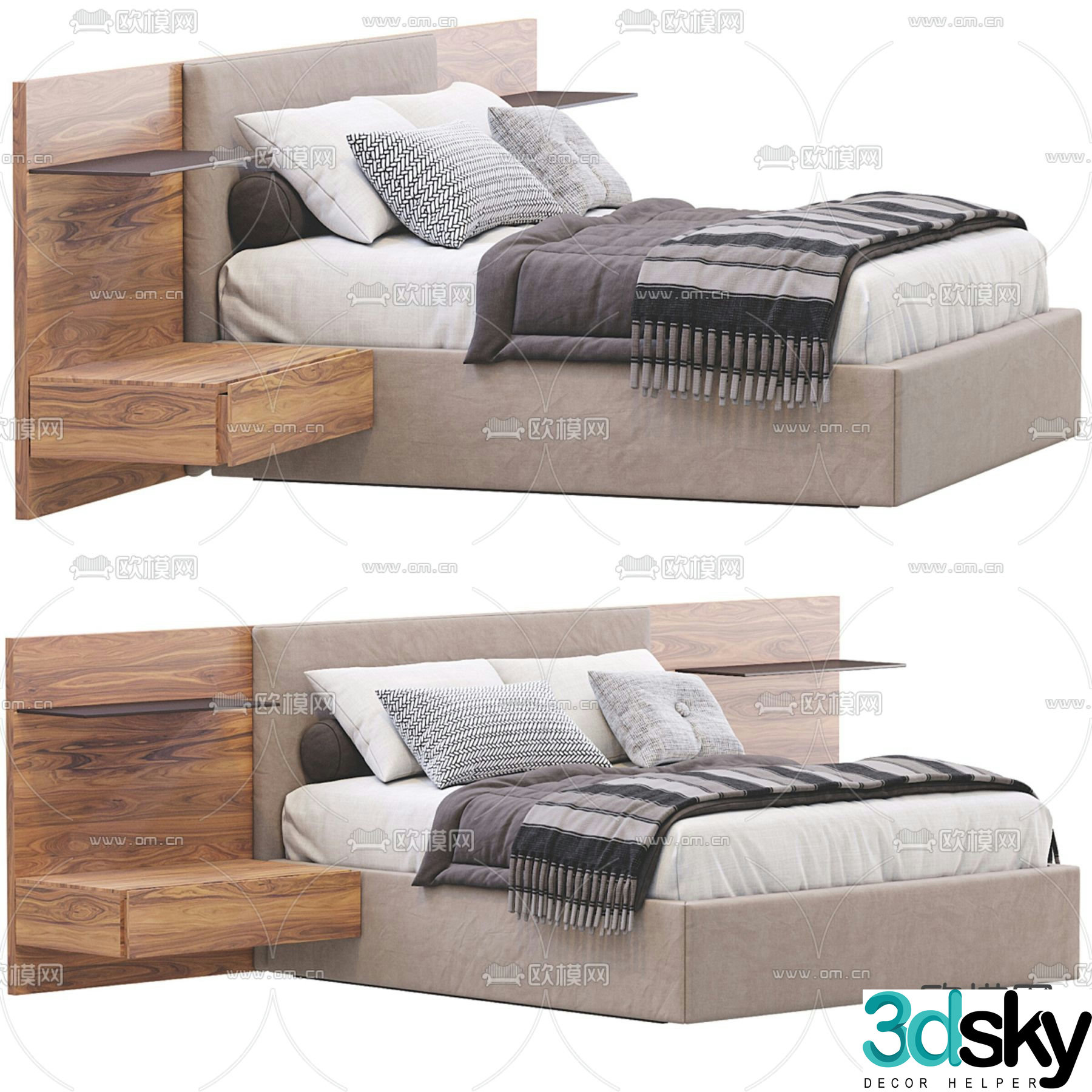 Italian double bed 3d model